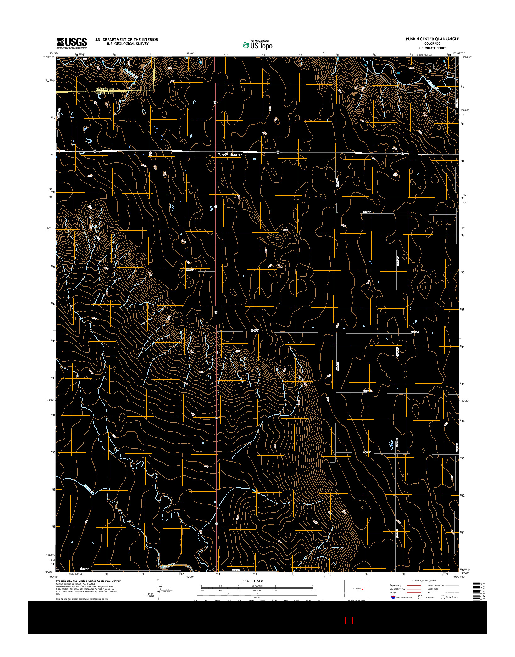 USGS US TOPO 7.5-MINUTE MAP FOR PUNKIN CENTER, CO 2016