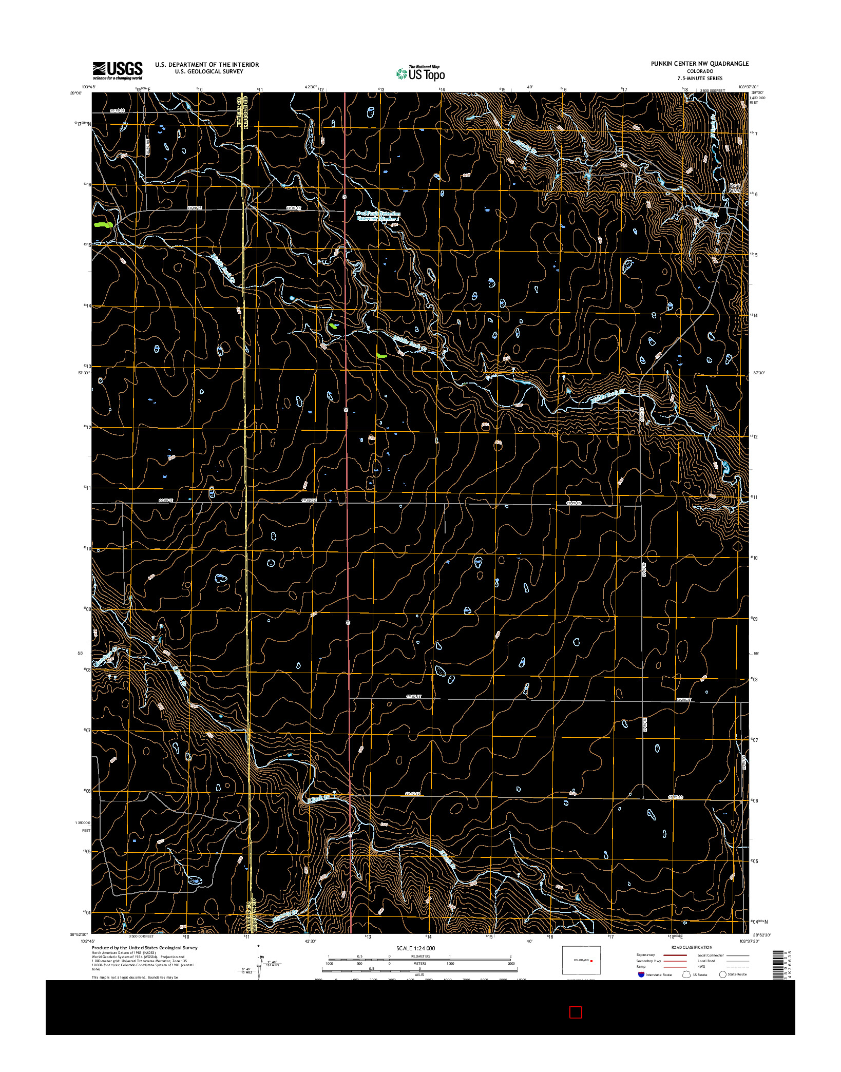 USGS US TOPO 7.5-MINUTE MAP FOR PUNKIN CENTER NW, CO 2016