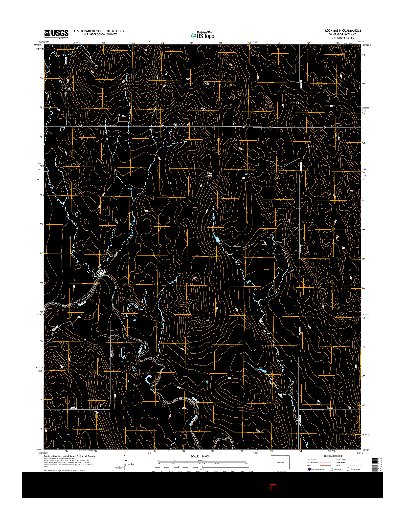 USGS US TOPO 7.5-MINUTE MAP FOR ROCK BASIN, CO 2016