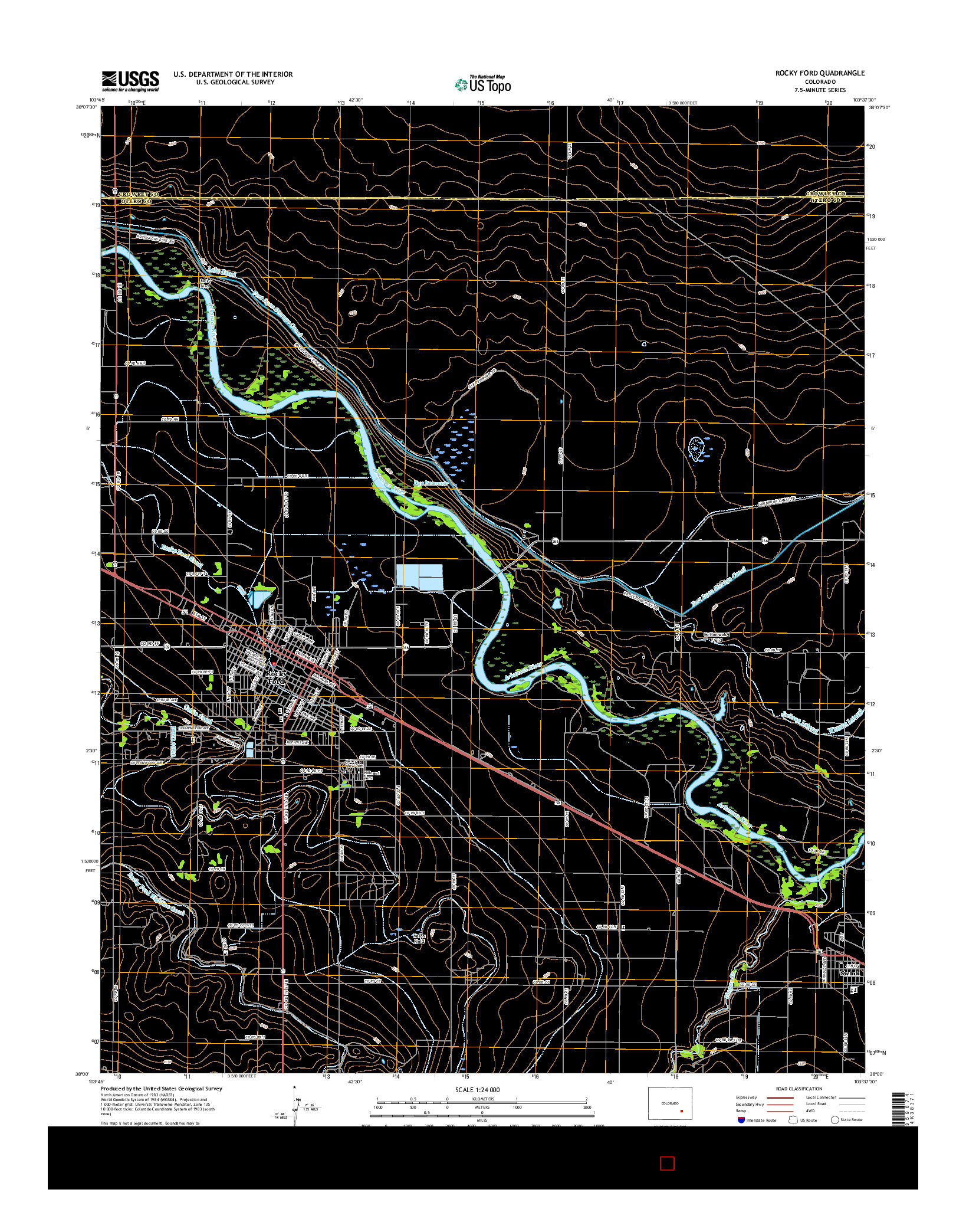 USGS US TOPO 7.5-MINUTE MAP FOR ROCKY FORD, CO 2016