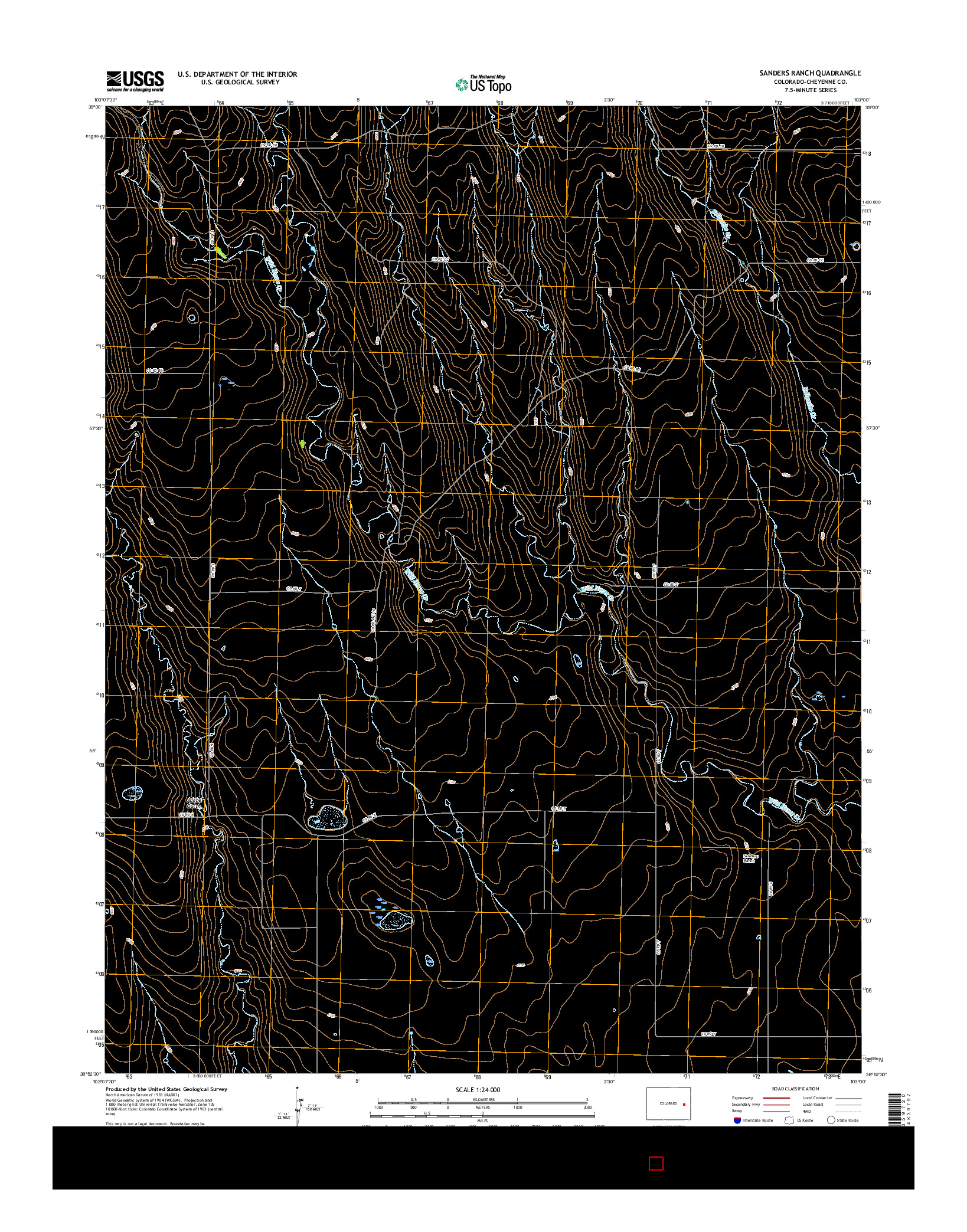 USGS US TOPO 7.5-MINUTE MAP FOR SANDERS RANCH, CO 2016