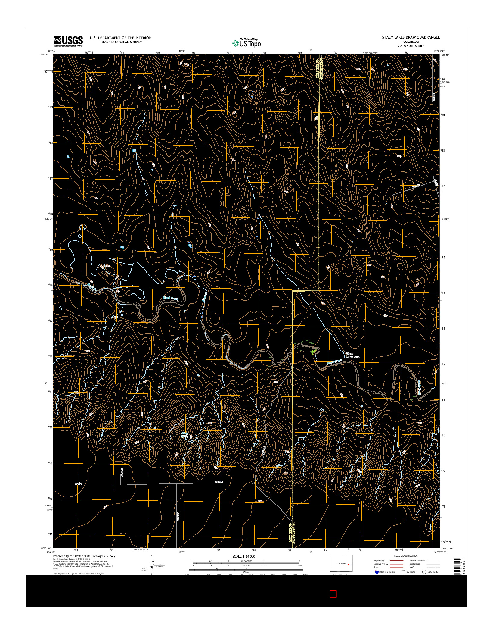 USGS US TOPO 7.5-MINUTE MAP FOR STACY LAKES DRAW, CO 2016