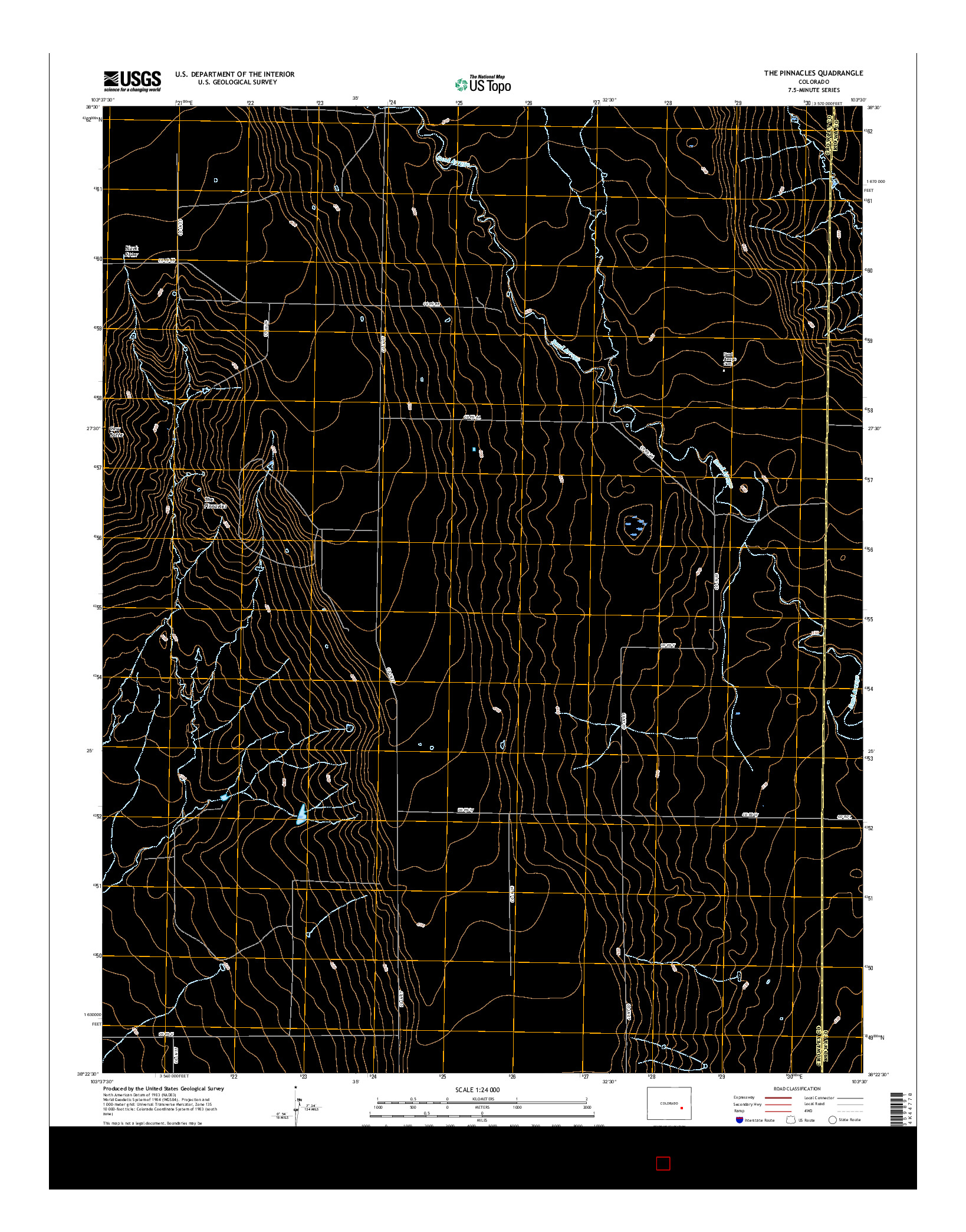 USGS US TOPO 7.5-MINUTE MAP FOR THE PINNACLES, CO 2016