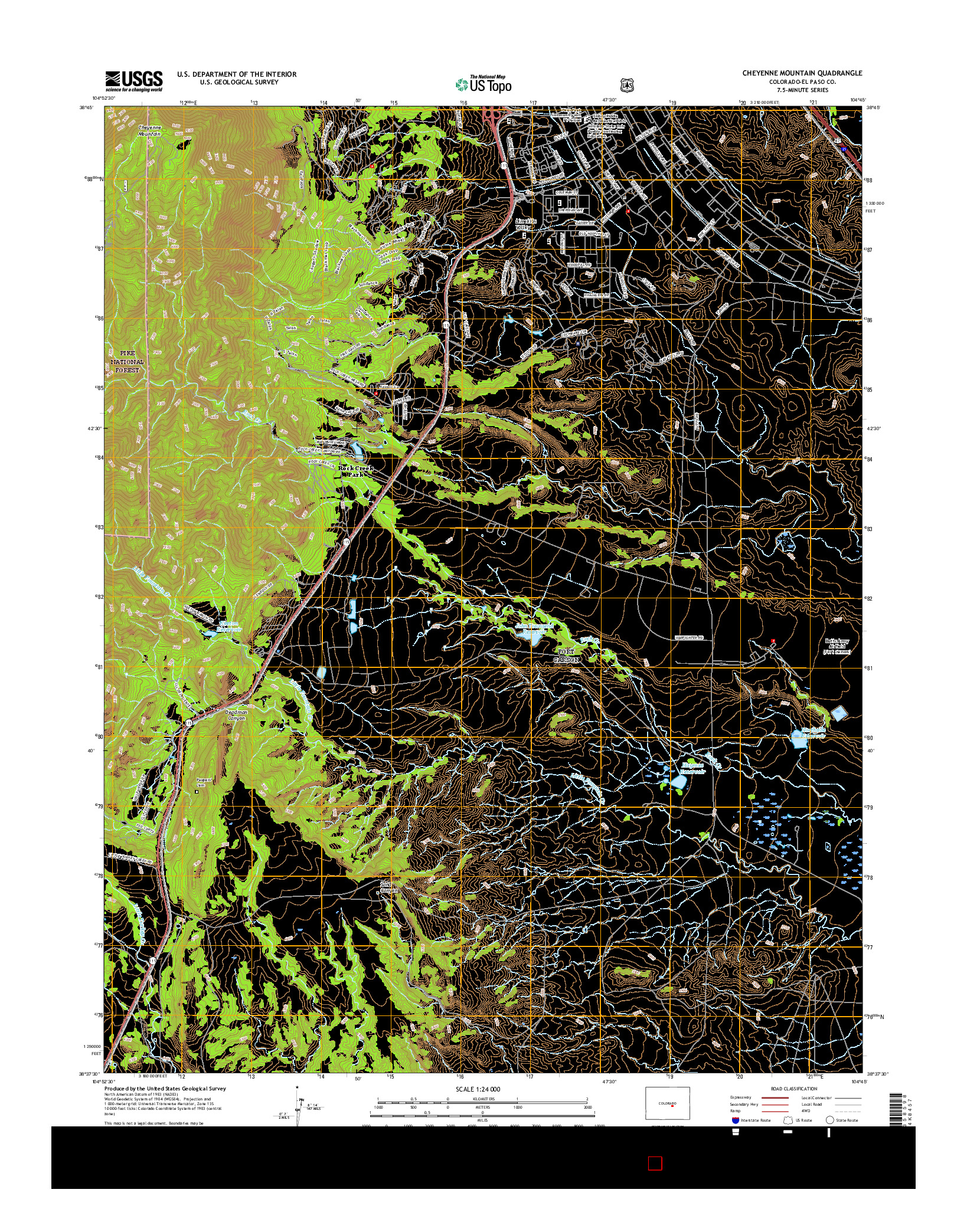 USGS US TOPO 7.5-MINUTE MAP FOR CHEYENNE MOUNTAIN, CO 2016