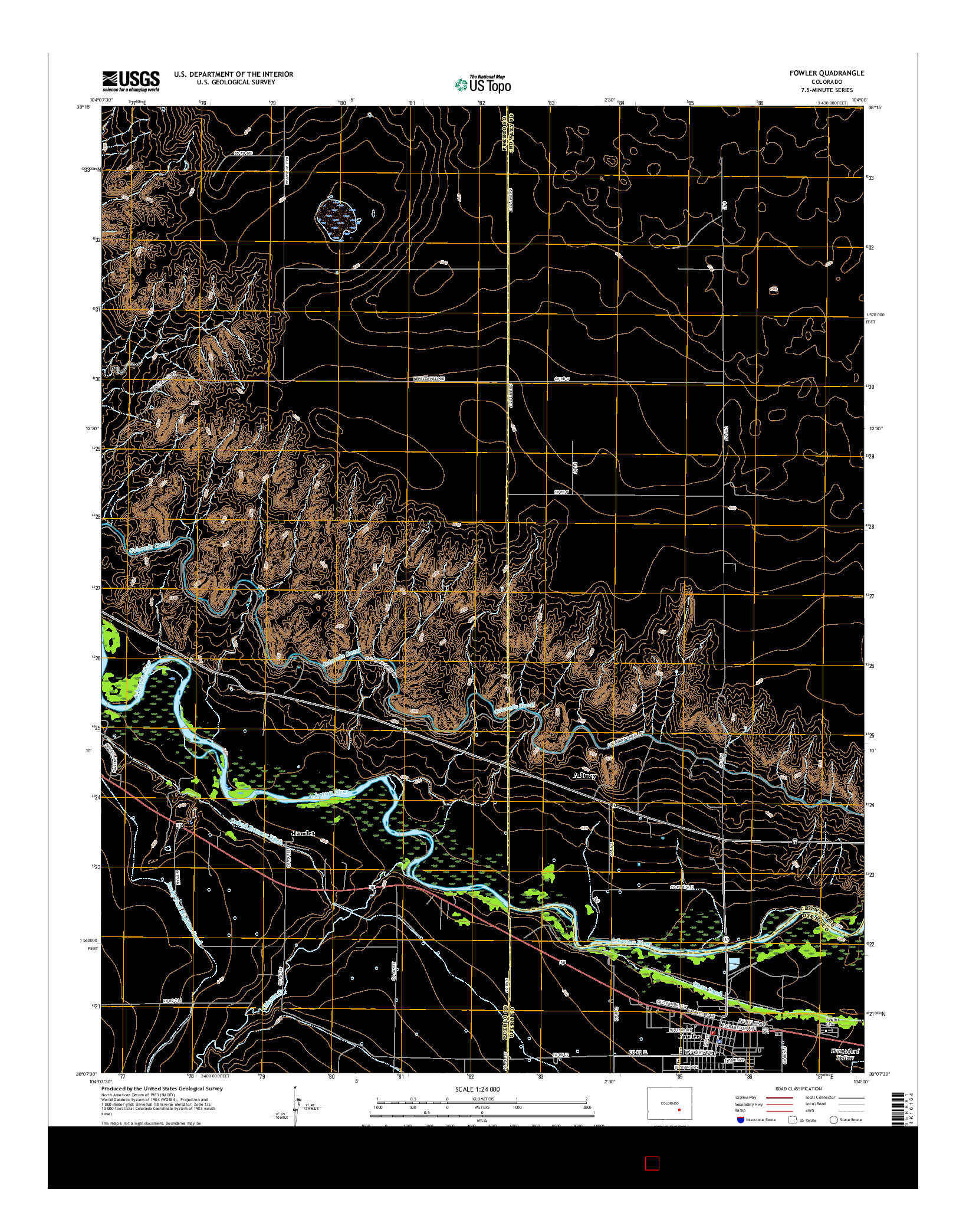 USGS US TOPO 7.5-MINUTE MAP FOR FOWLER, CO 2016