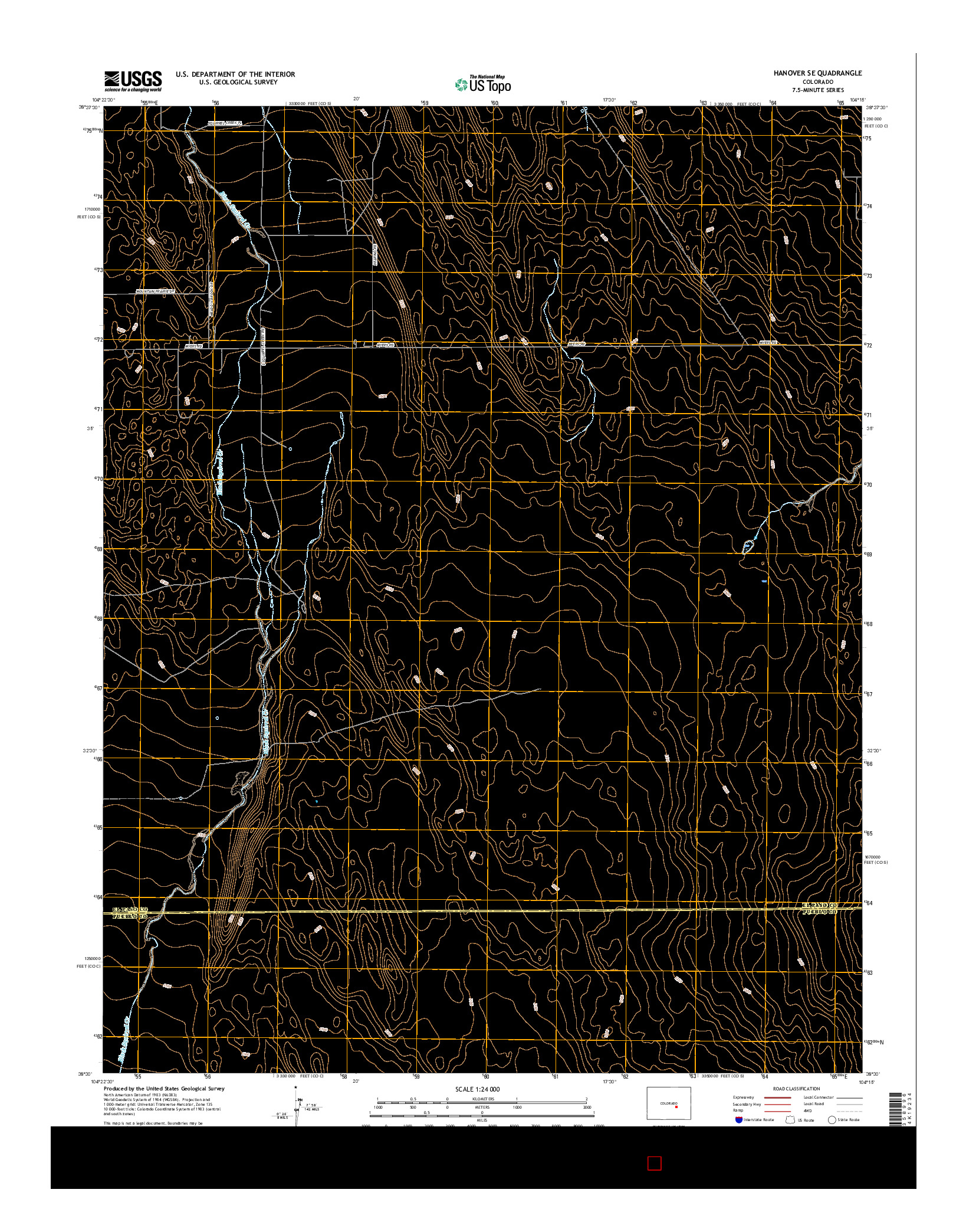 USGS US TOPO 7.5-MINUTE MAP FOR HANOVER SE, CO 2016