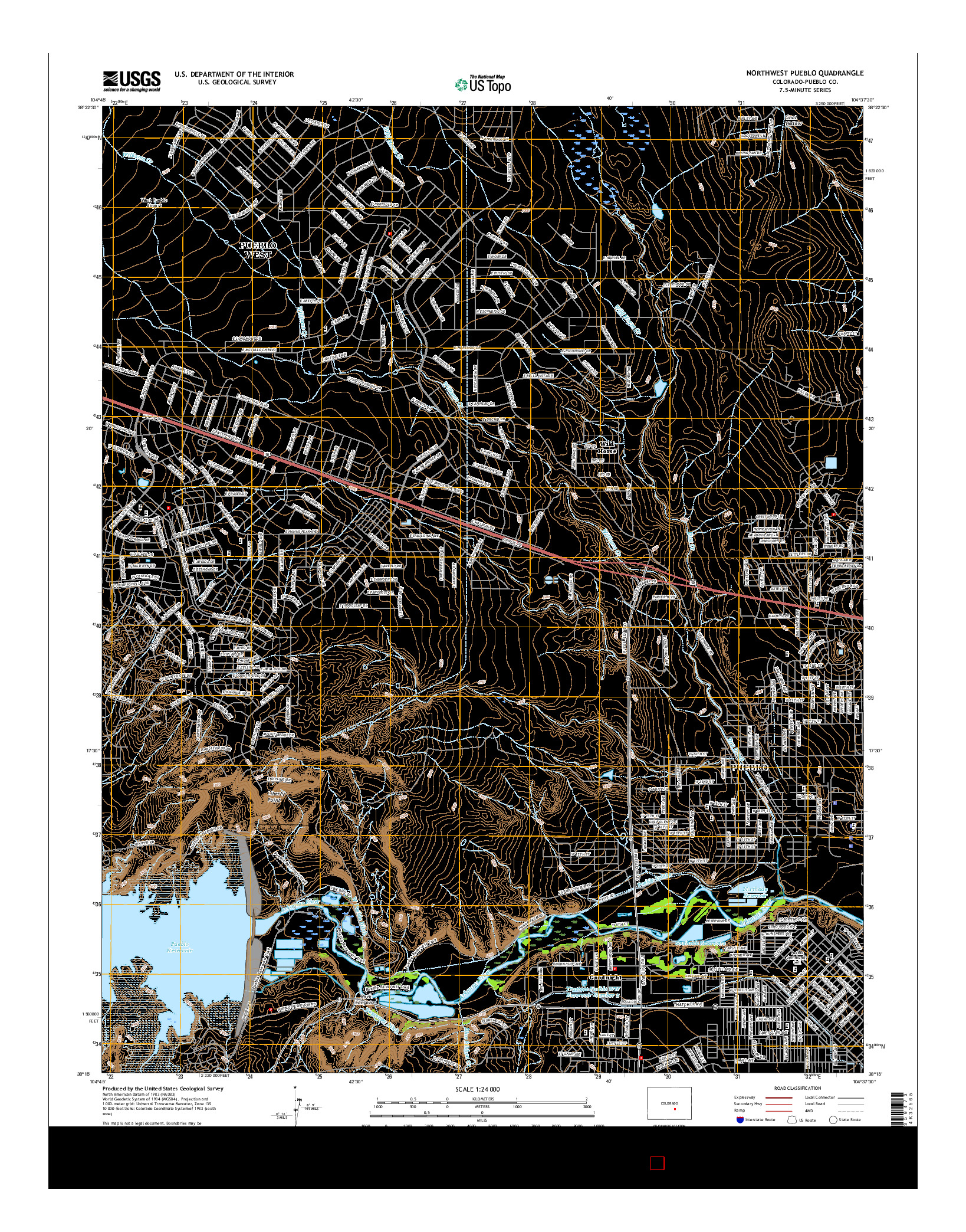 USGS US TOPO 7.5-MINUTE MAP FOR NORTHWEST PUEBLO, CO 2016