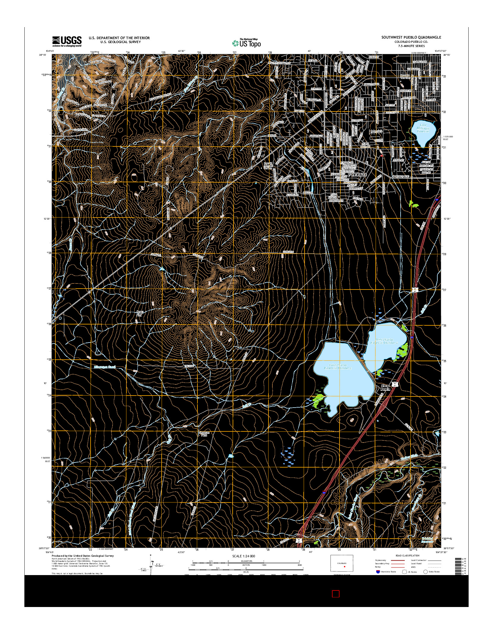 USGS US TOPO 7.5-MINUTE MAP FOR SOUTHWEST PUEBLO, CO 2016