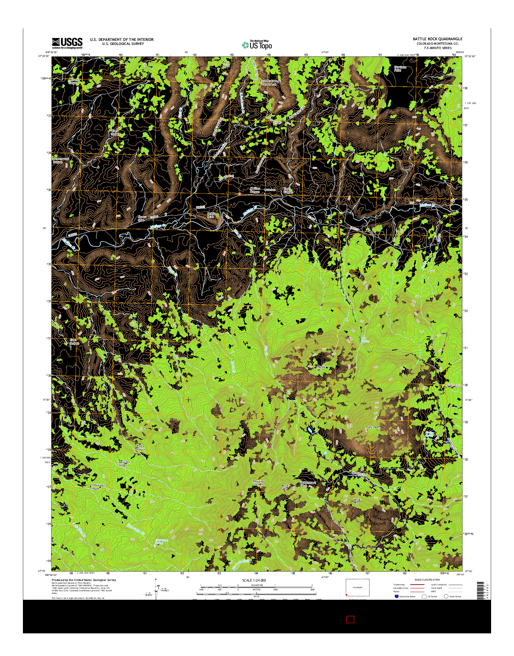 USGS US TOPO 7.5-MINUTE MAP FOR BATTLE ROCK, CO 2016