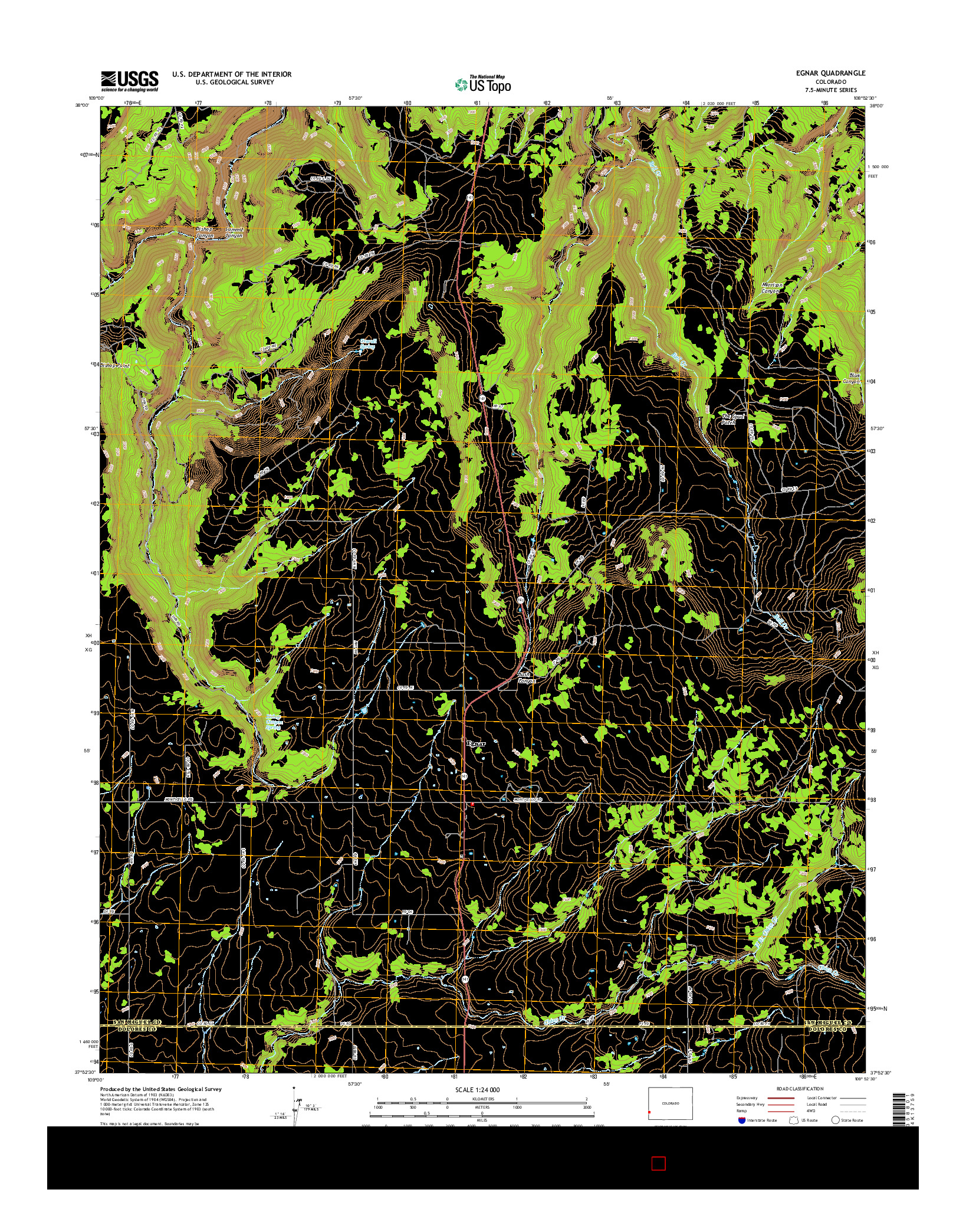 USGS US TOPO 7.5-MINUTE MAP FOR EGNAR, CO 2016