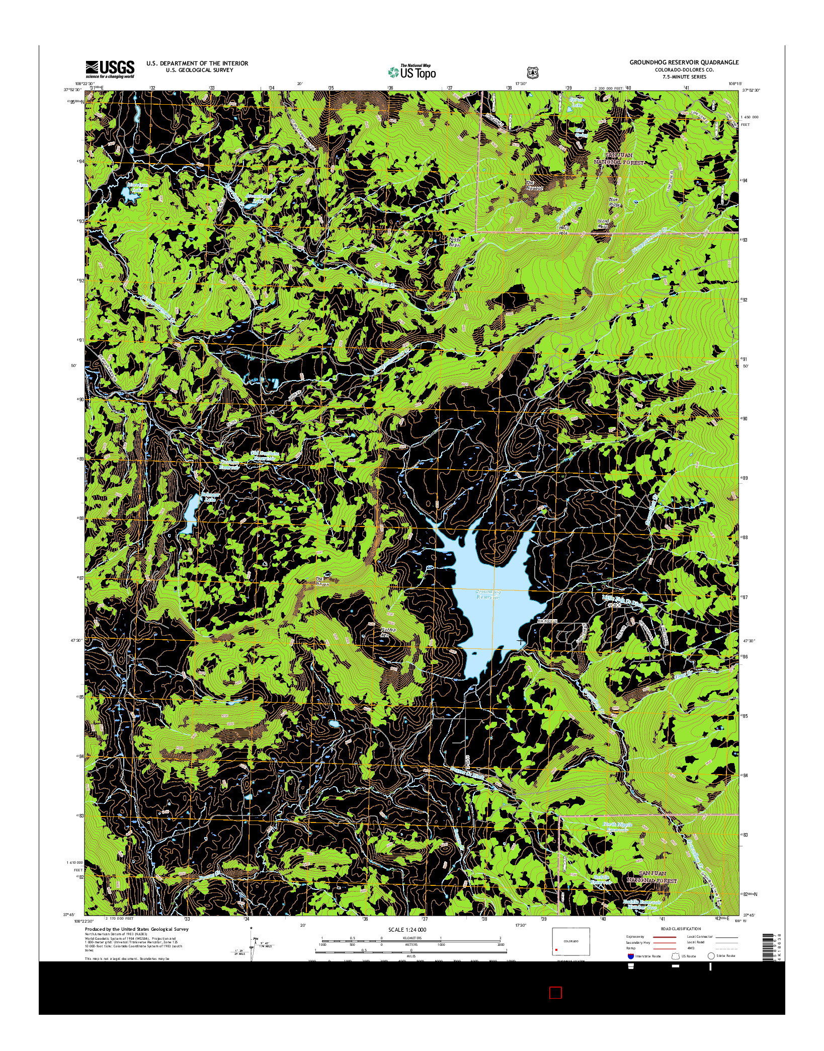USGS US TOPO 7.5-MINUTE MAP FOR GROUNDHOG RESERVOIR, CO 2016