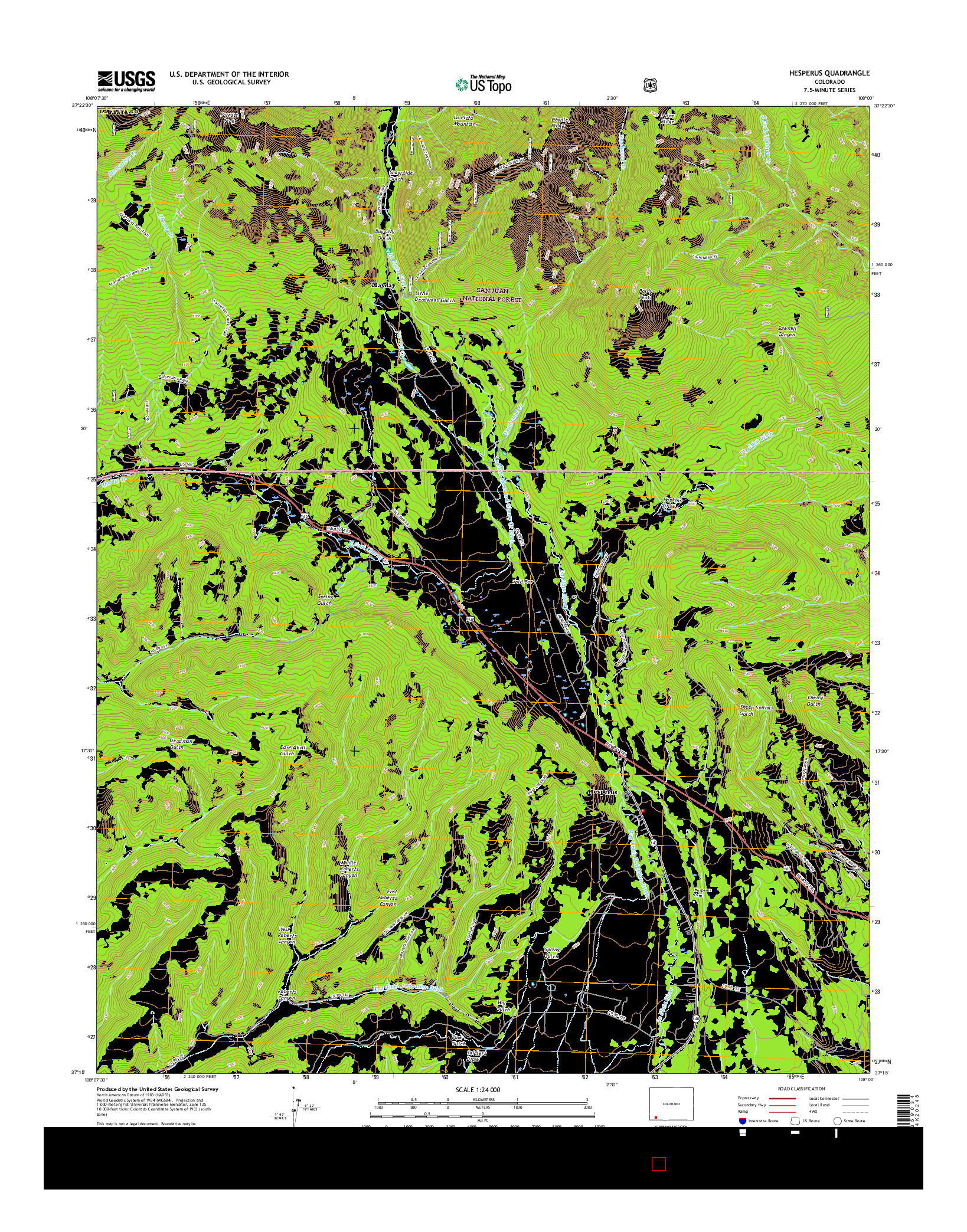 USGS US TOPO 7.5-MINUTE MAP FOR HESPERUS, CO 2016