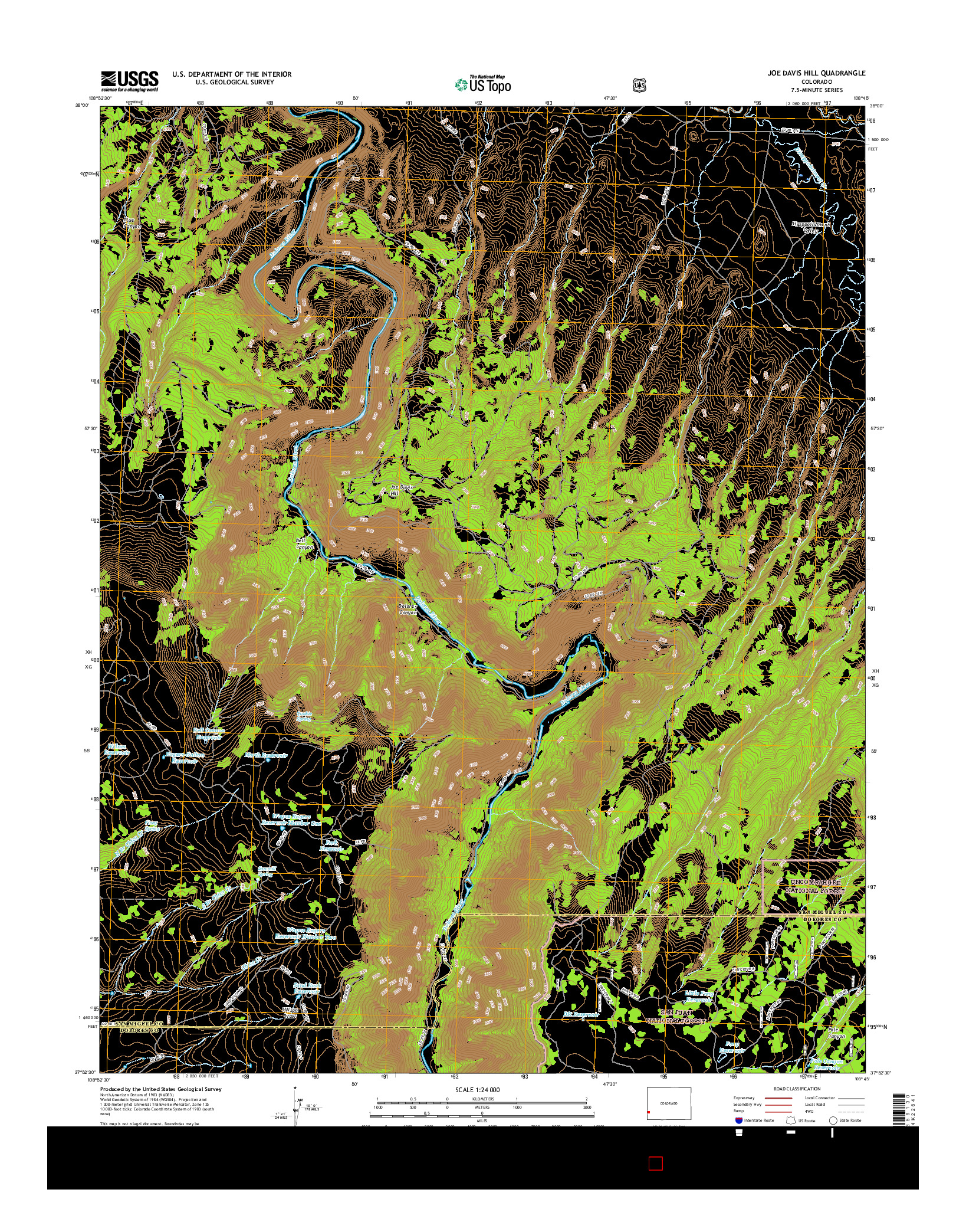 USGS US TOPO 7.5-MINUTE MAP FOR JOE DAVIS HILL, CO 2016