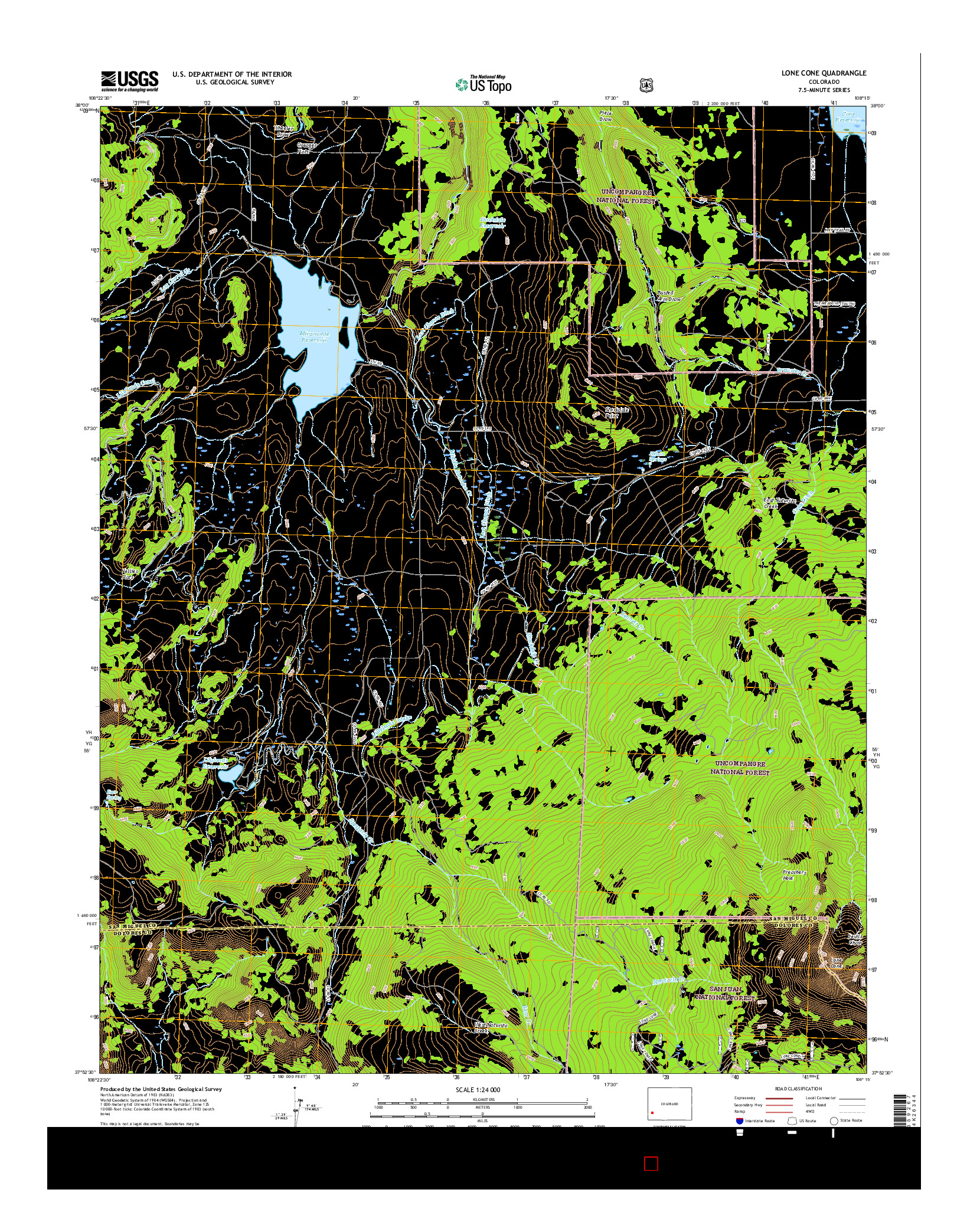 USGS US TOPO 7.5-MINUTE MAP FOR LONE CONE, CO 2016