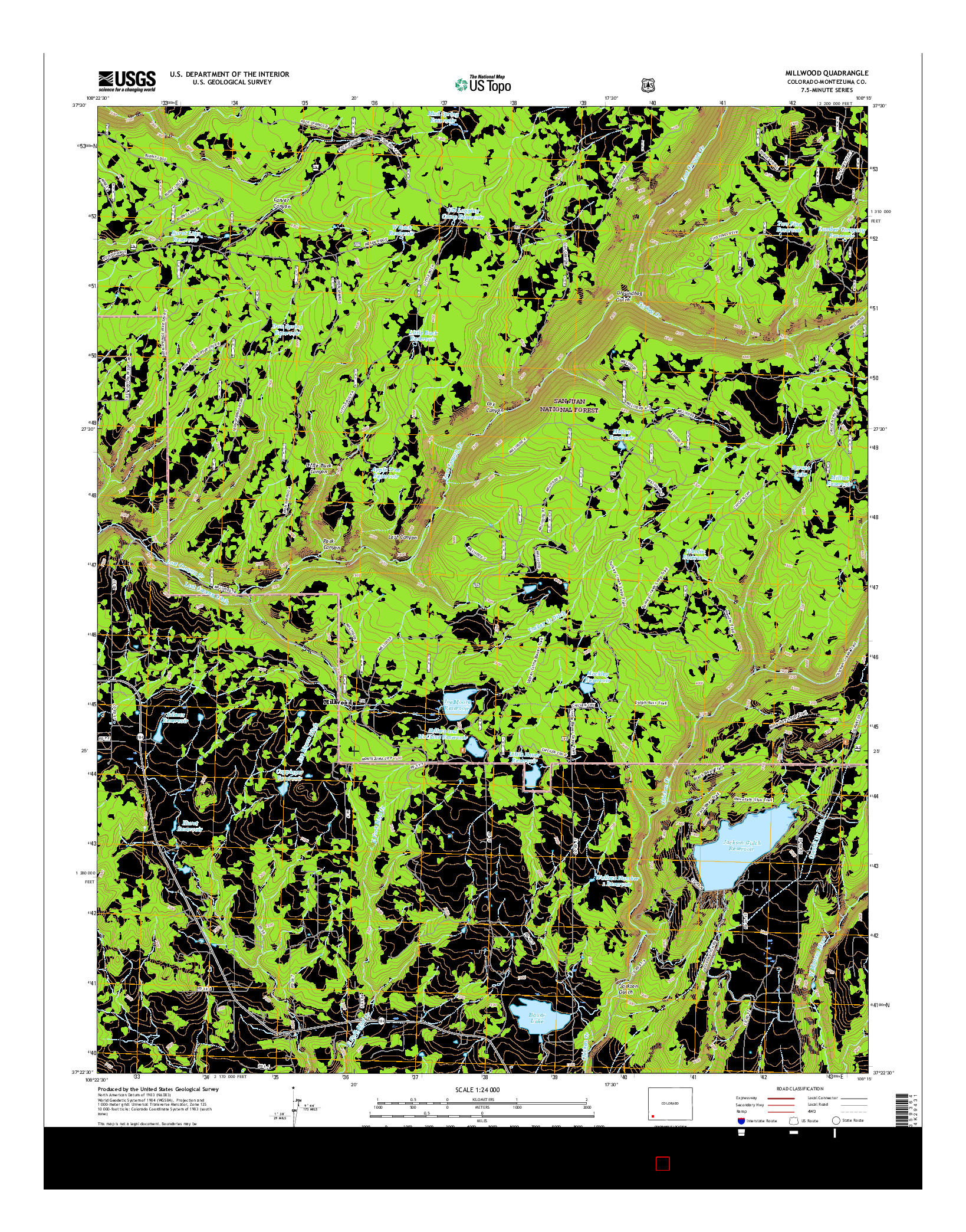 USGS US TOPO 7.5-MINUTE MAP FOR MILLWOOD, CO 2016