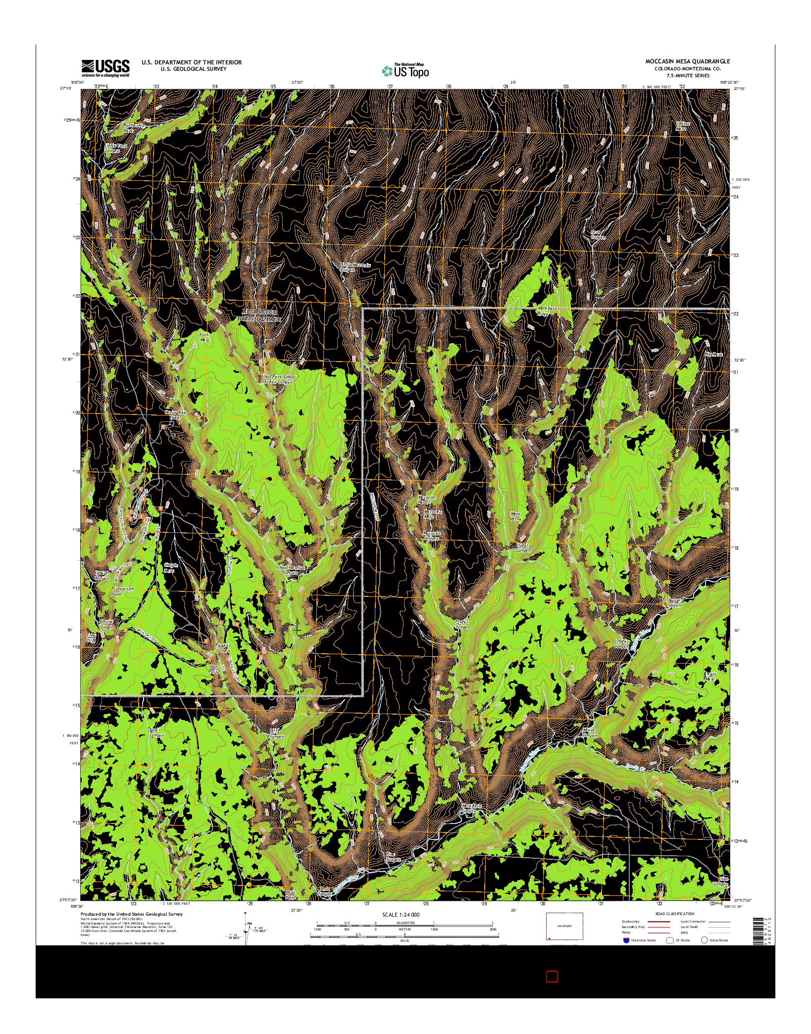 USGS US TOPO 7.5-MINUTE MAP FOR MOCCASIN MESA, CO 2016