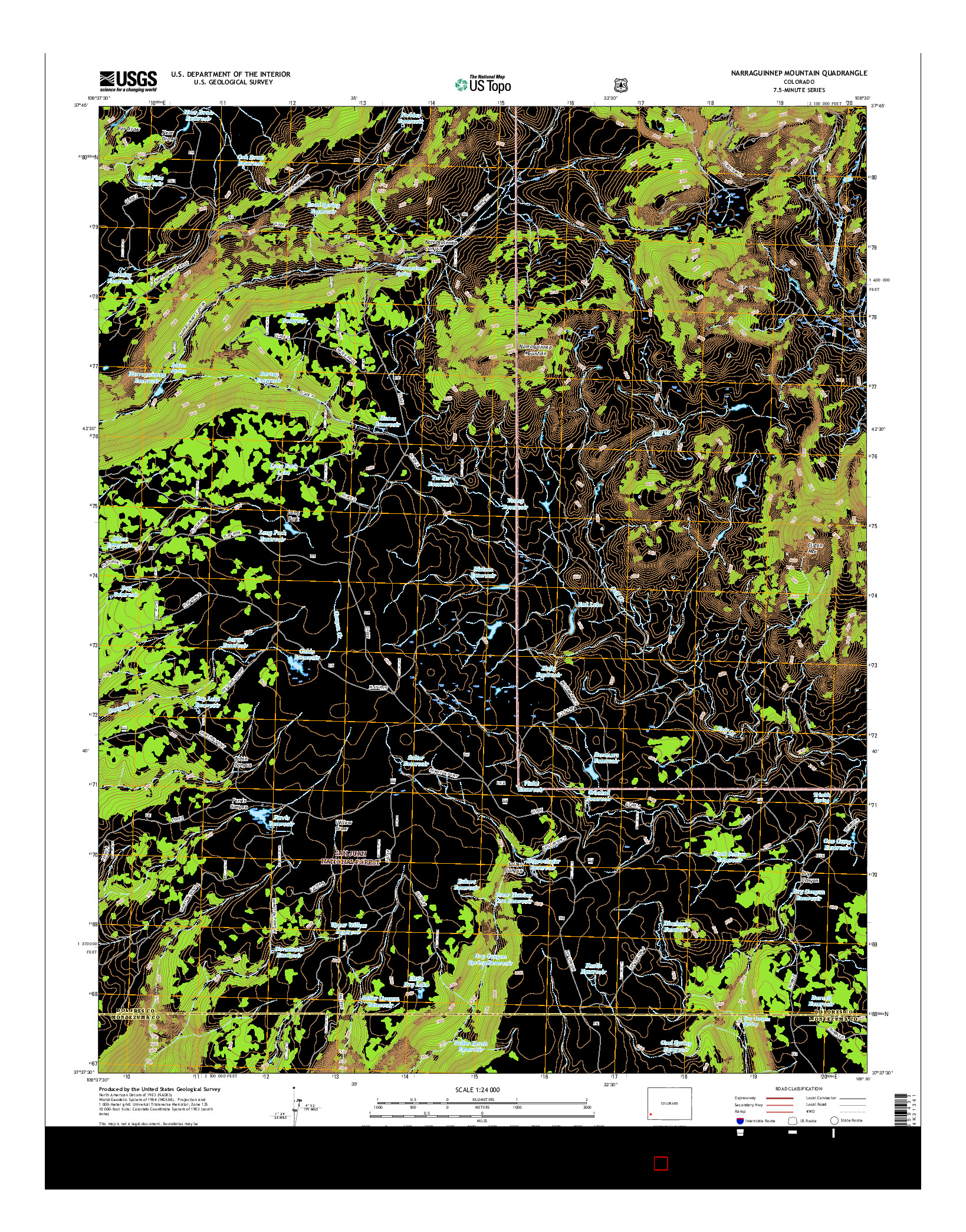 USGS US TOPO 7.5-MINUTE MAP FOR NARRAGUINNEP MOUNTAIN, CO 2016