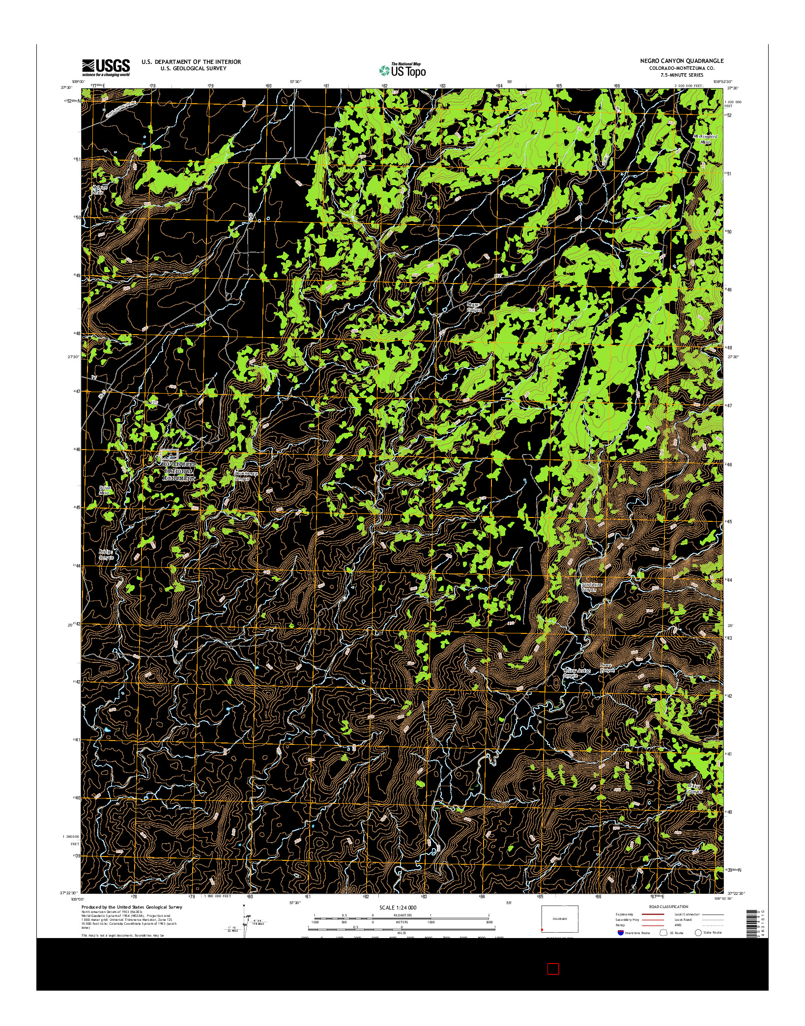 USGS US TOPO 7.5-MINUTE MAP FOR NEGRO CANYON, CO 2016