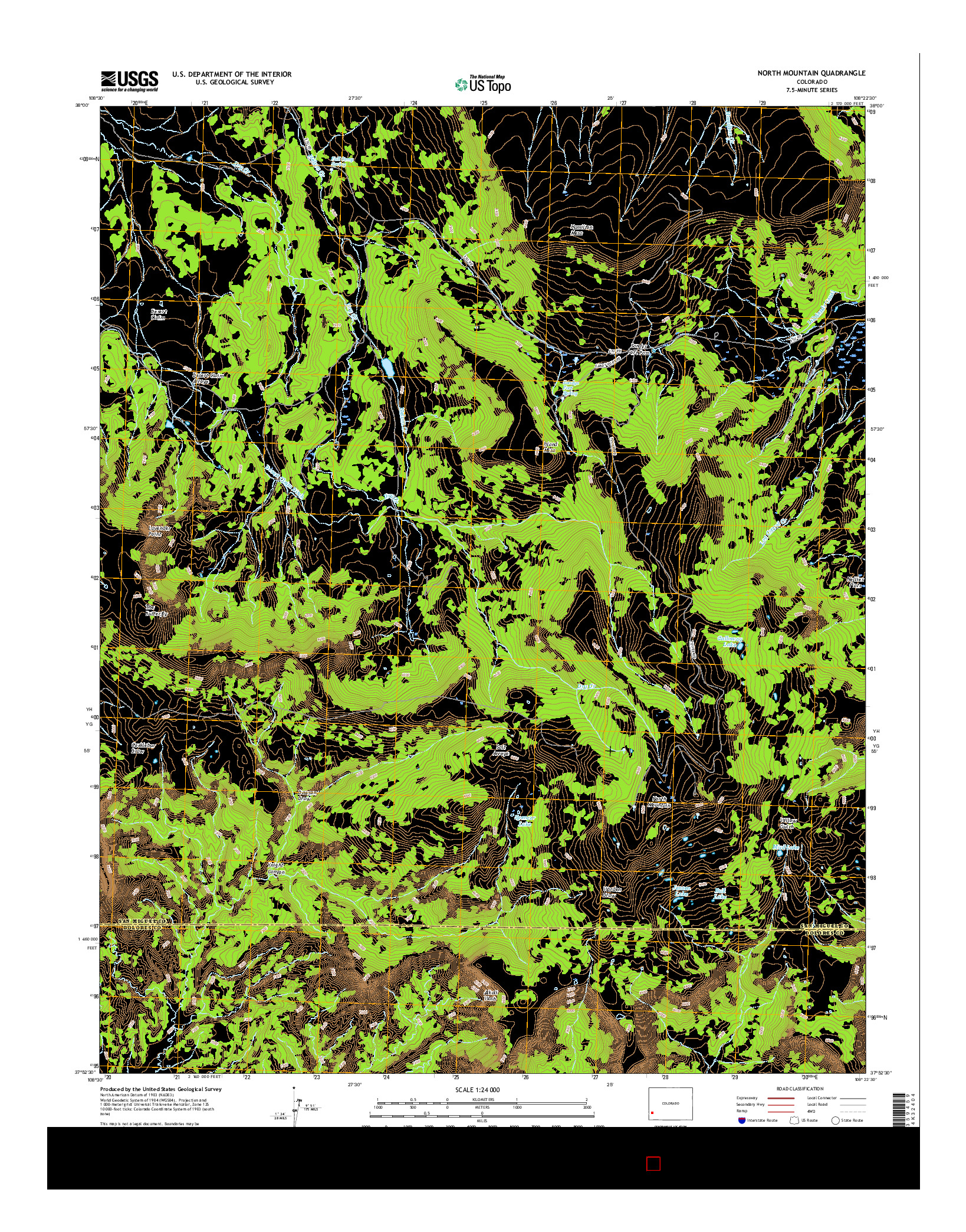 USGS US TOPO 7.5-MINUTE MAP FOR NORTH MOUNTAIN, CO 2016