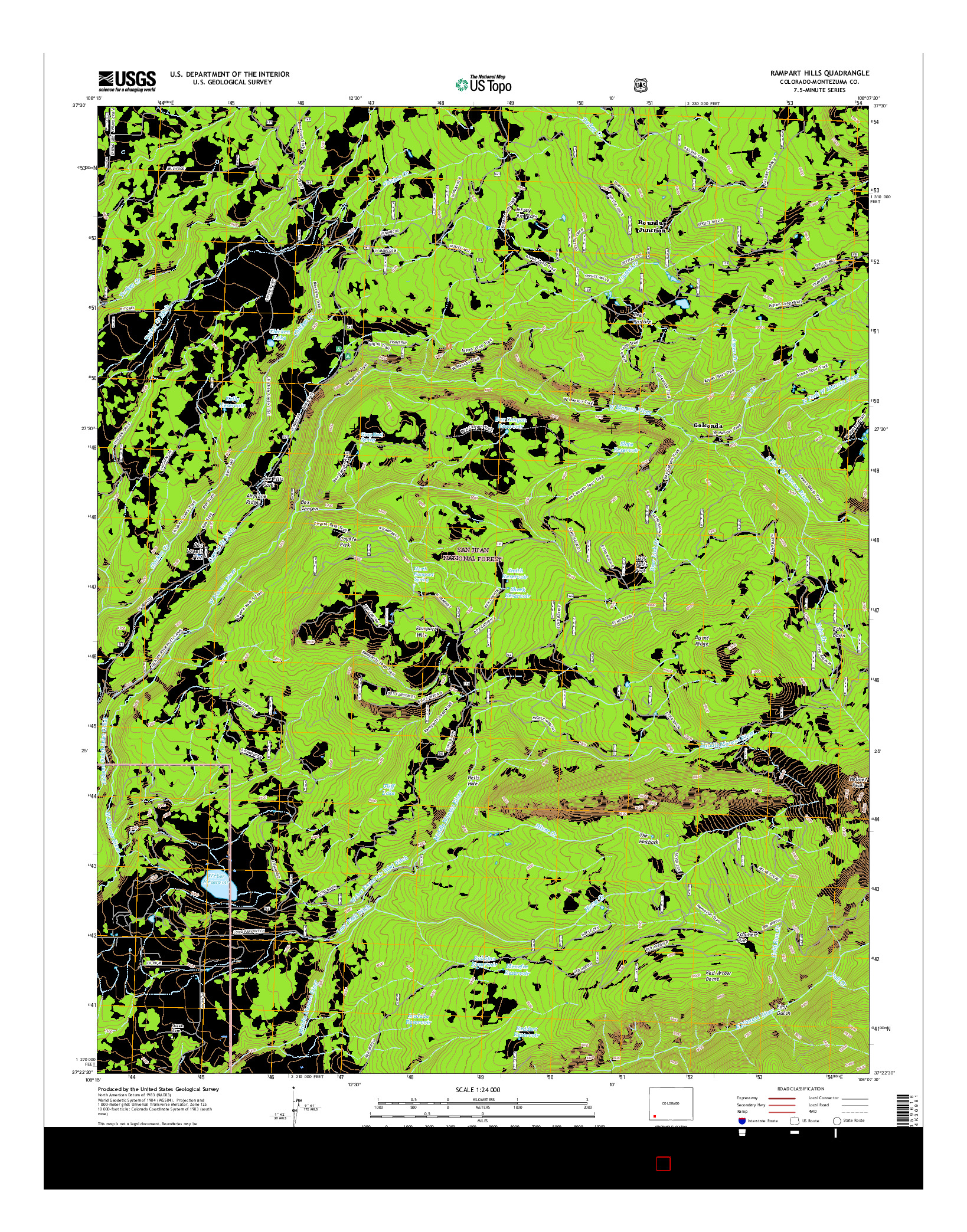 USGS US TOPO 7.5-MINUTE MAP FOR RAMPART HILLS, CO 2016