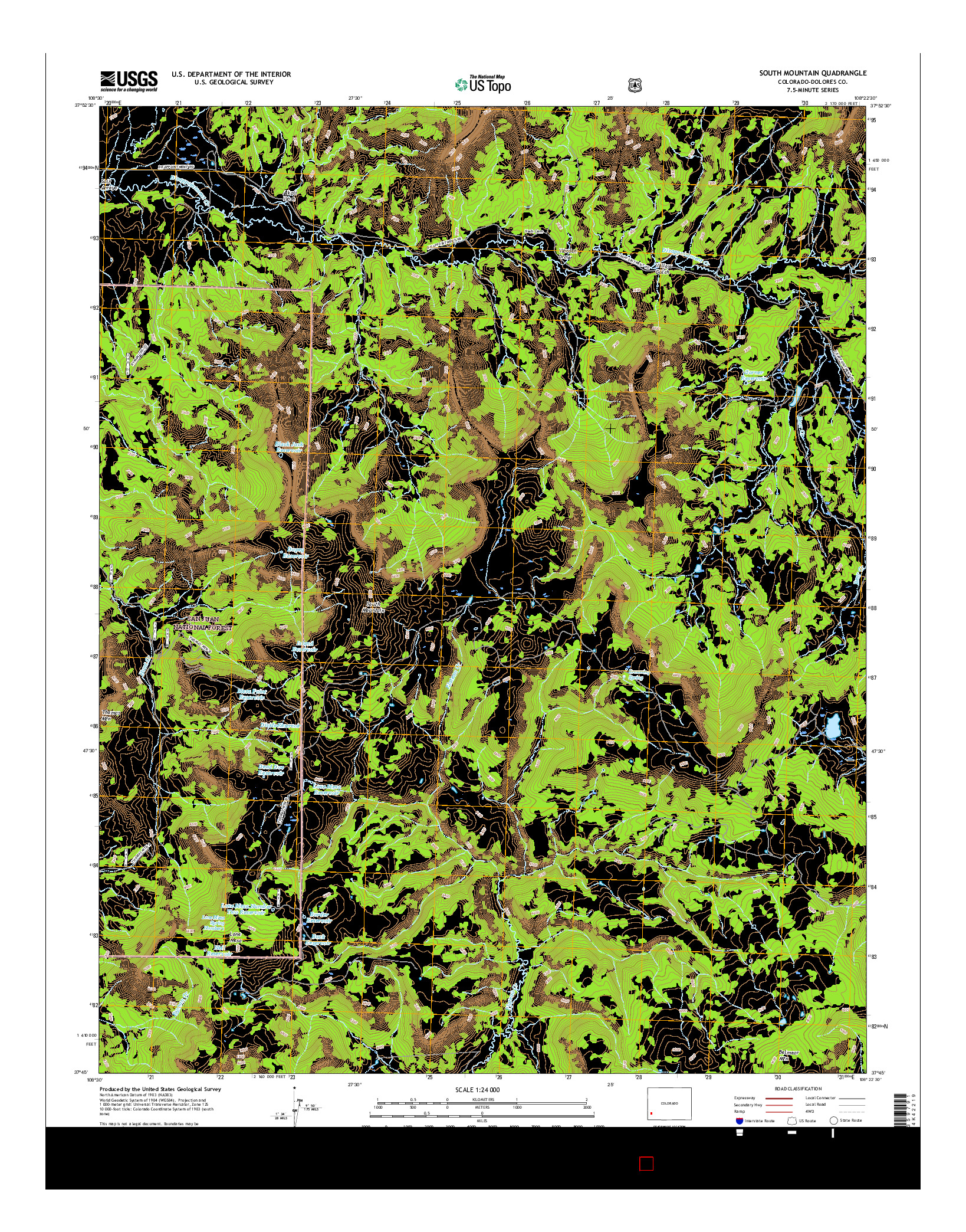 USGS US TOPO 7.5-MINUTE MAP FOR SOUTH MOUNTAIN, CO 2016