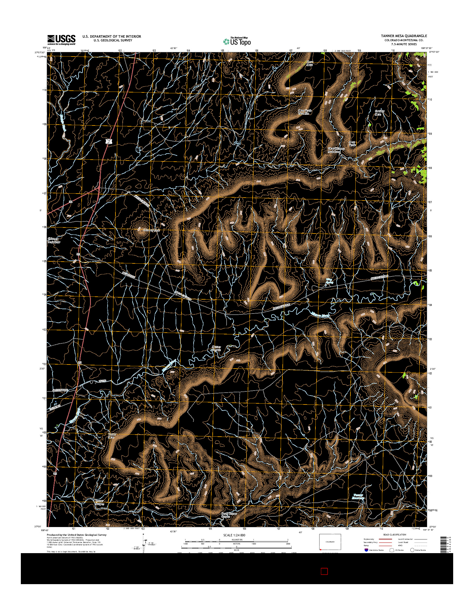 USGS US TOPO 7.5-MINUTE MAP FOR TANNER MESA, CO 2016