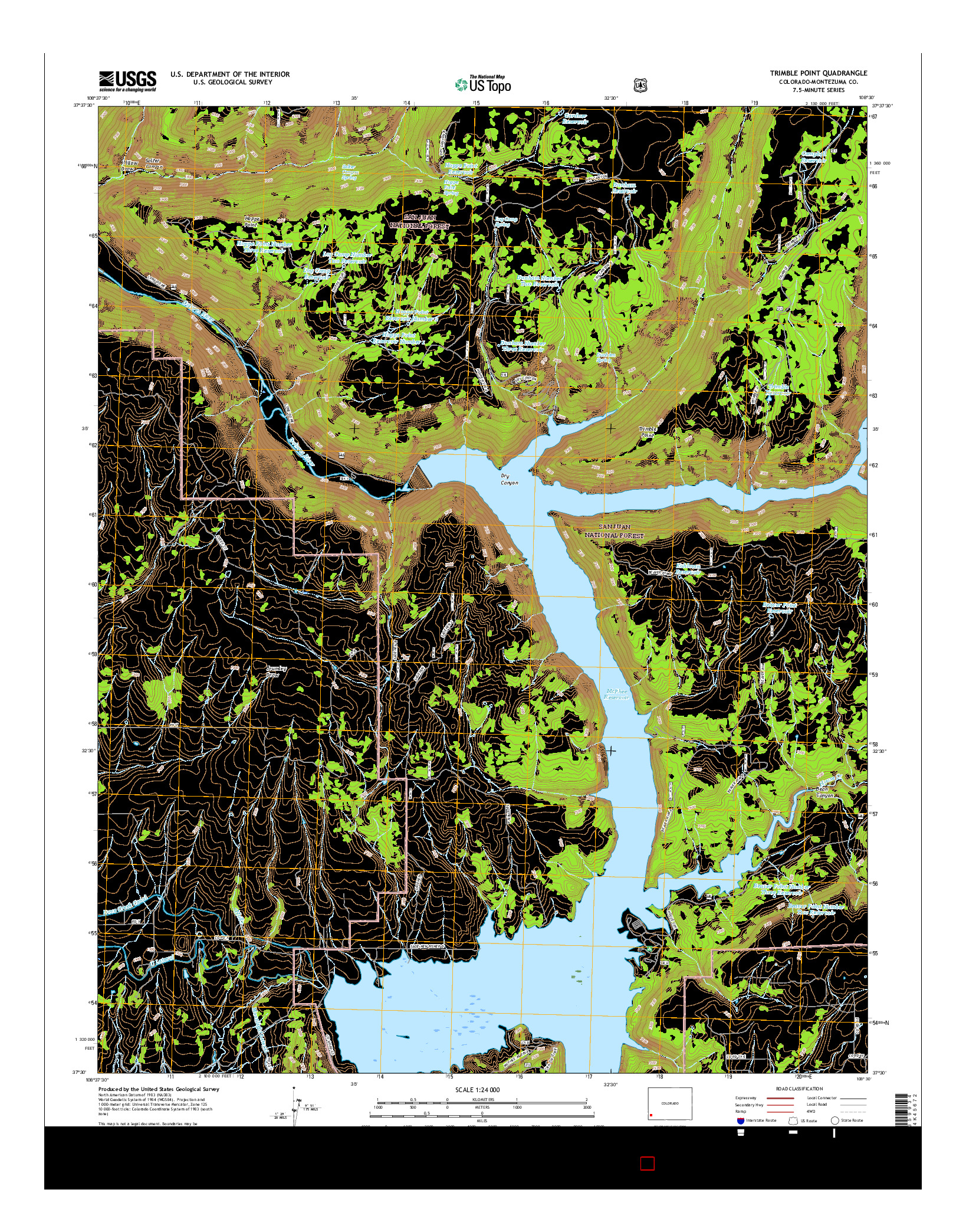 USGS US TOPO 7.5-MINUTE MAP FOR TRIMBLE POINT, CO 2016