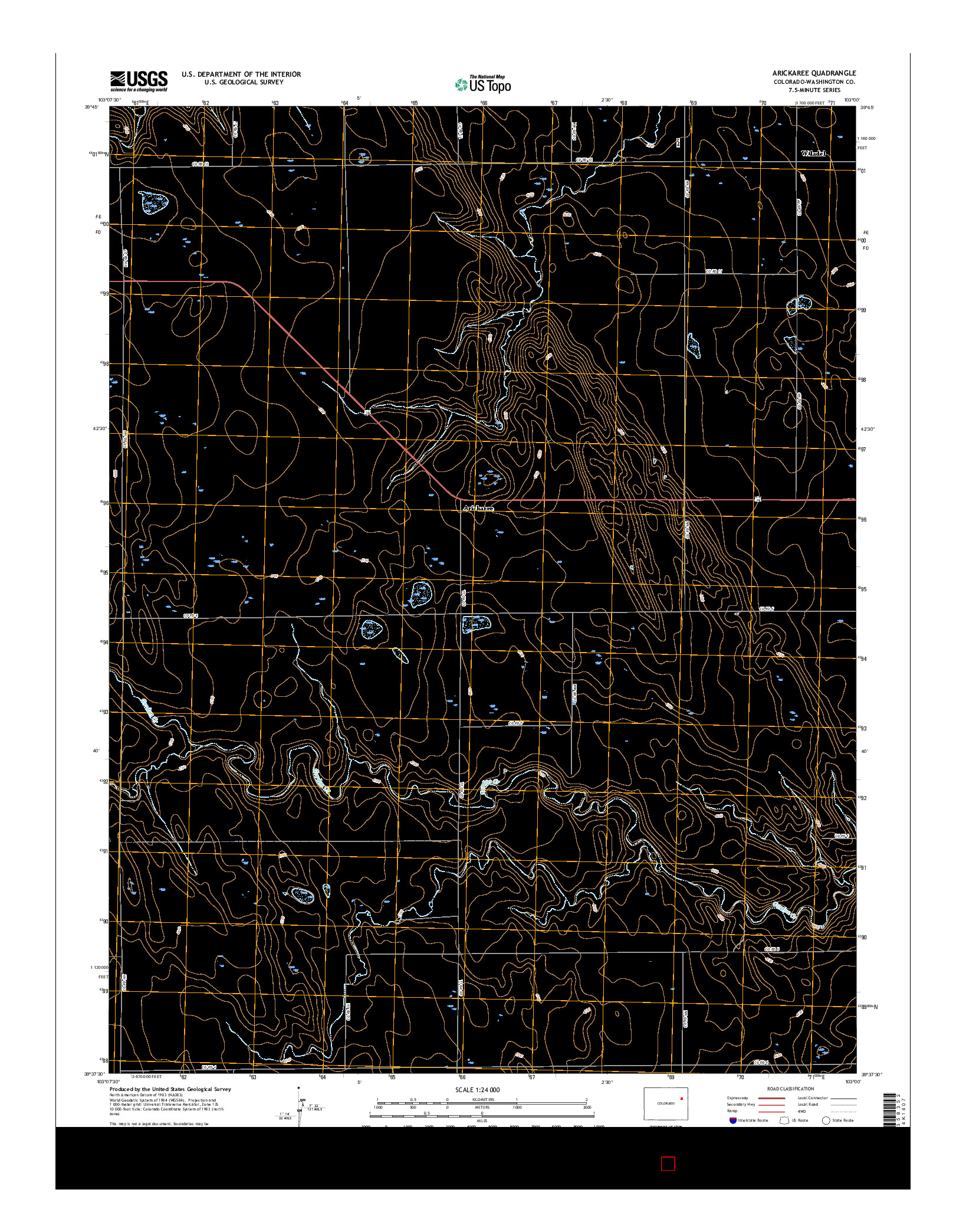 USGS US TOPO 7.5-MINUTE MAP FOR ARICKAREE, CO 2016