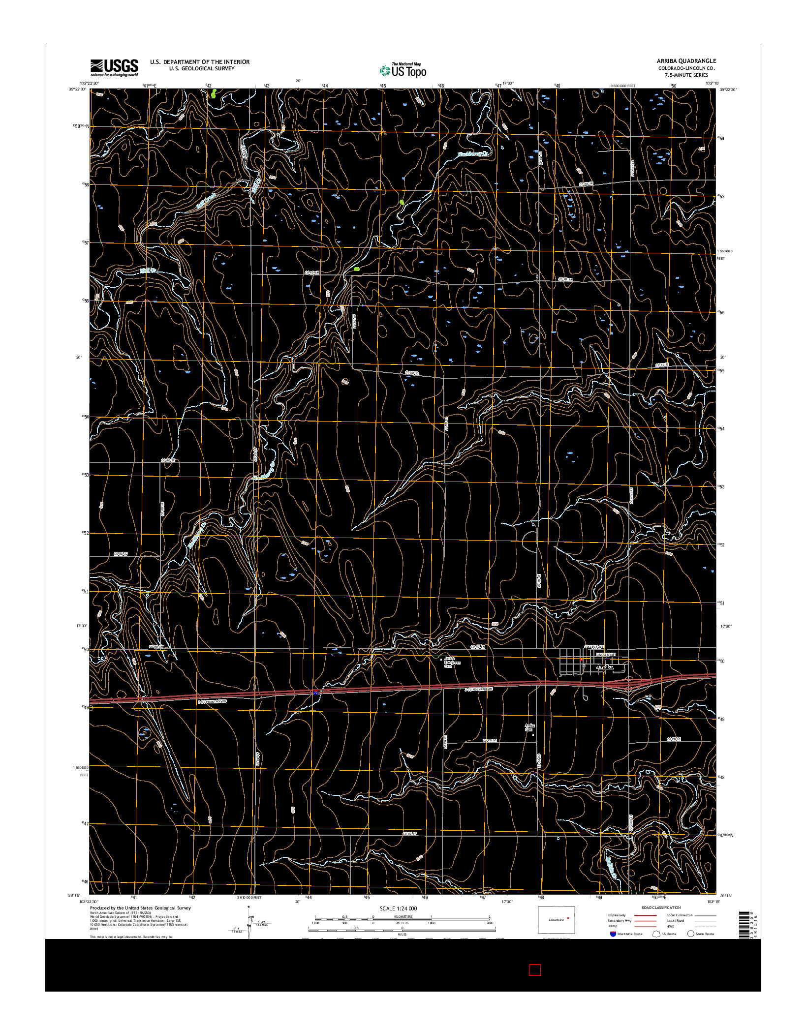 USGS US TOPO 7.5-MINUTE MAP FOR ARRIBA, CO 2016