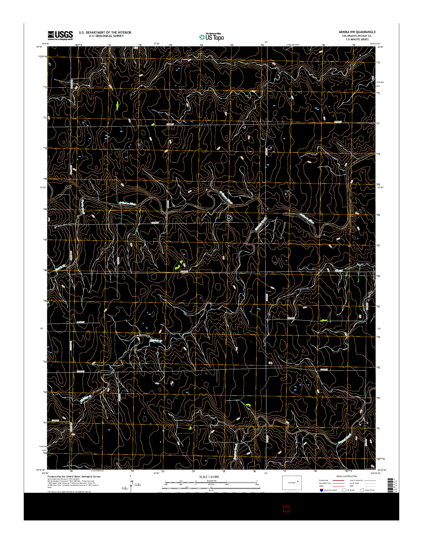 USGS US TOPO 7.5-MINUTE MAP FOR ARRIBA NW, CO 2016