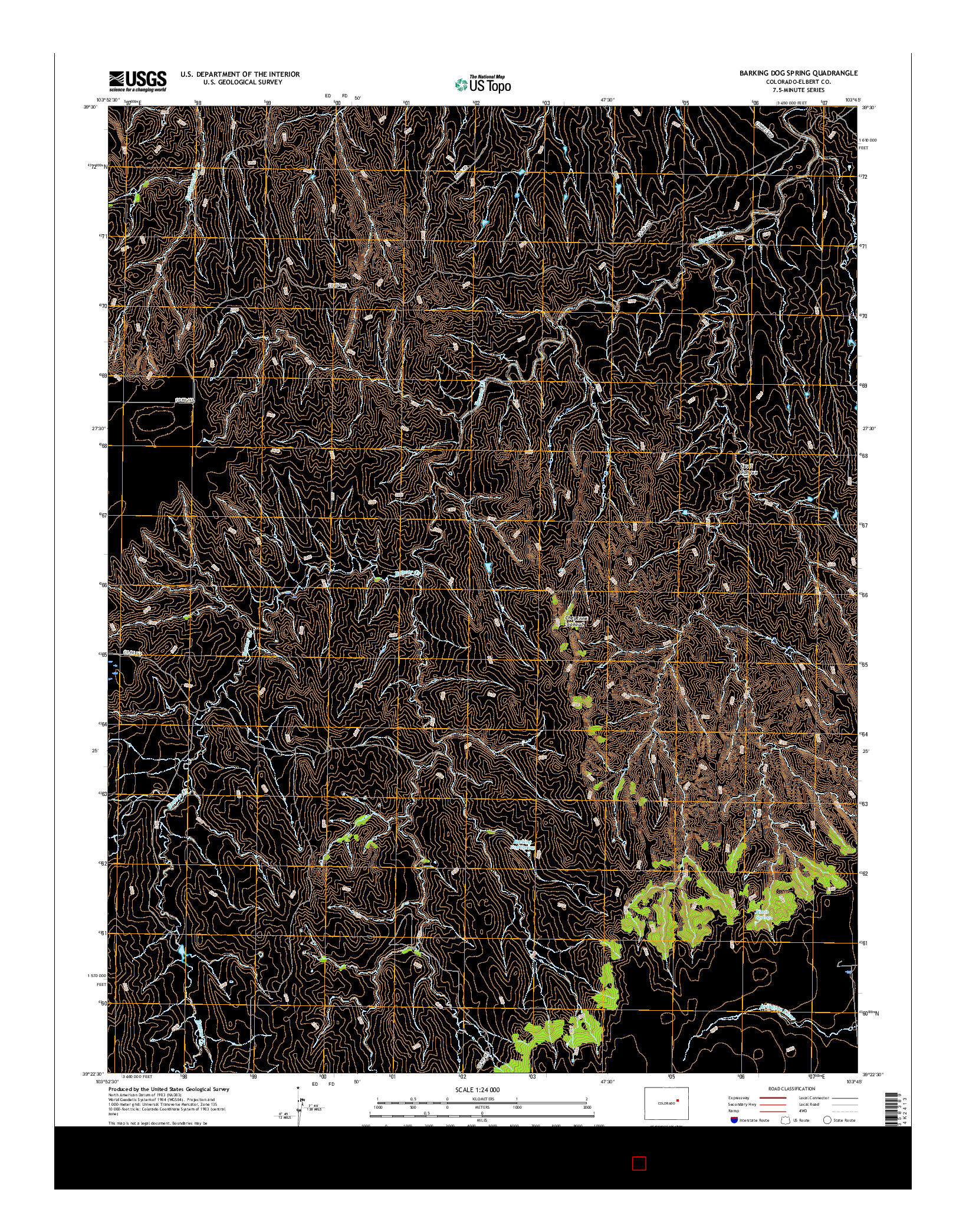 USGS US TOPO 7.5-MINUTE MAP FOR BARKING DOG SPRING, CO 2016