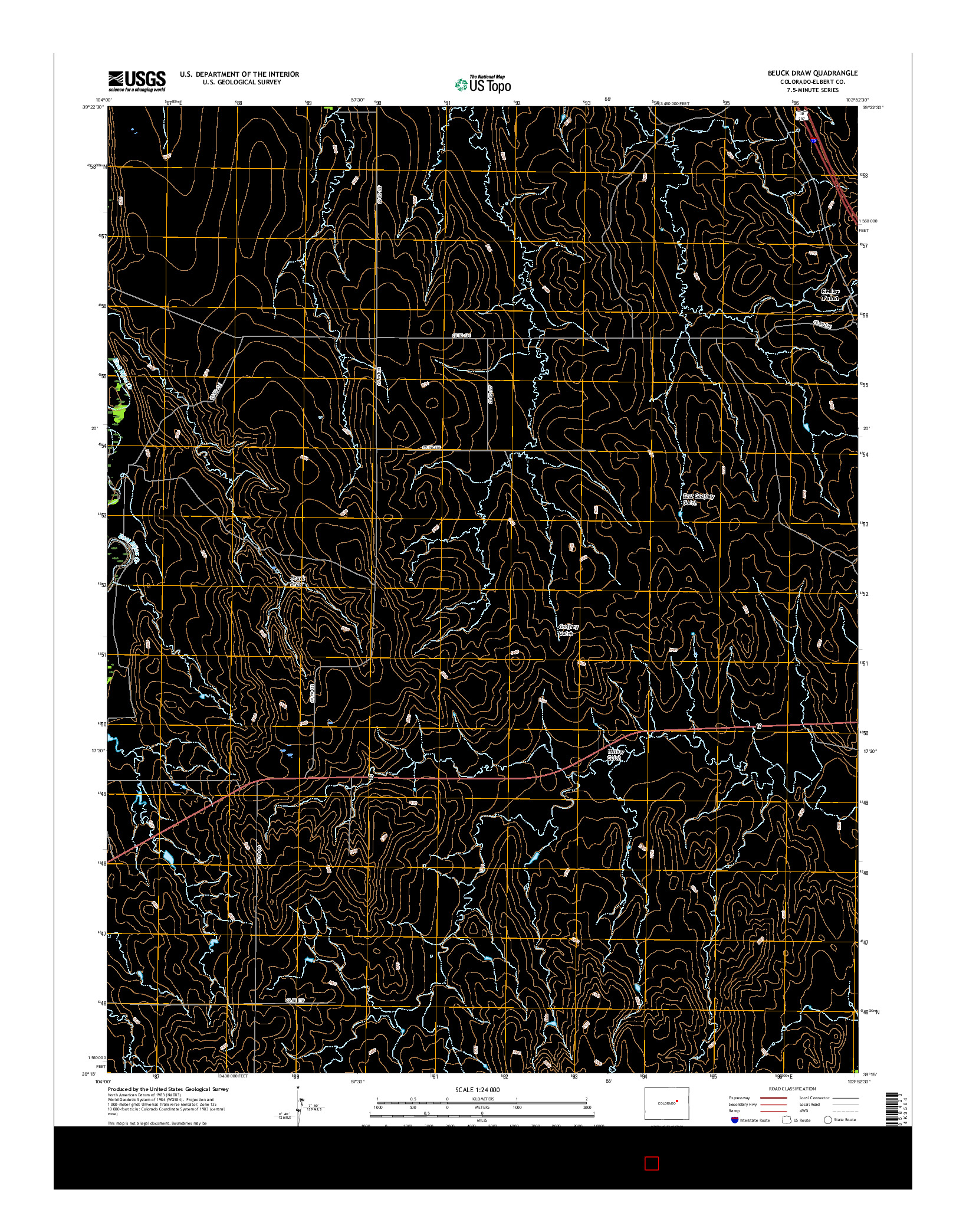 USGS US TOPO 7.5-MINUTE MAP FOR BEUCK DRAW, CO 2016