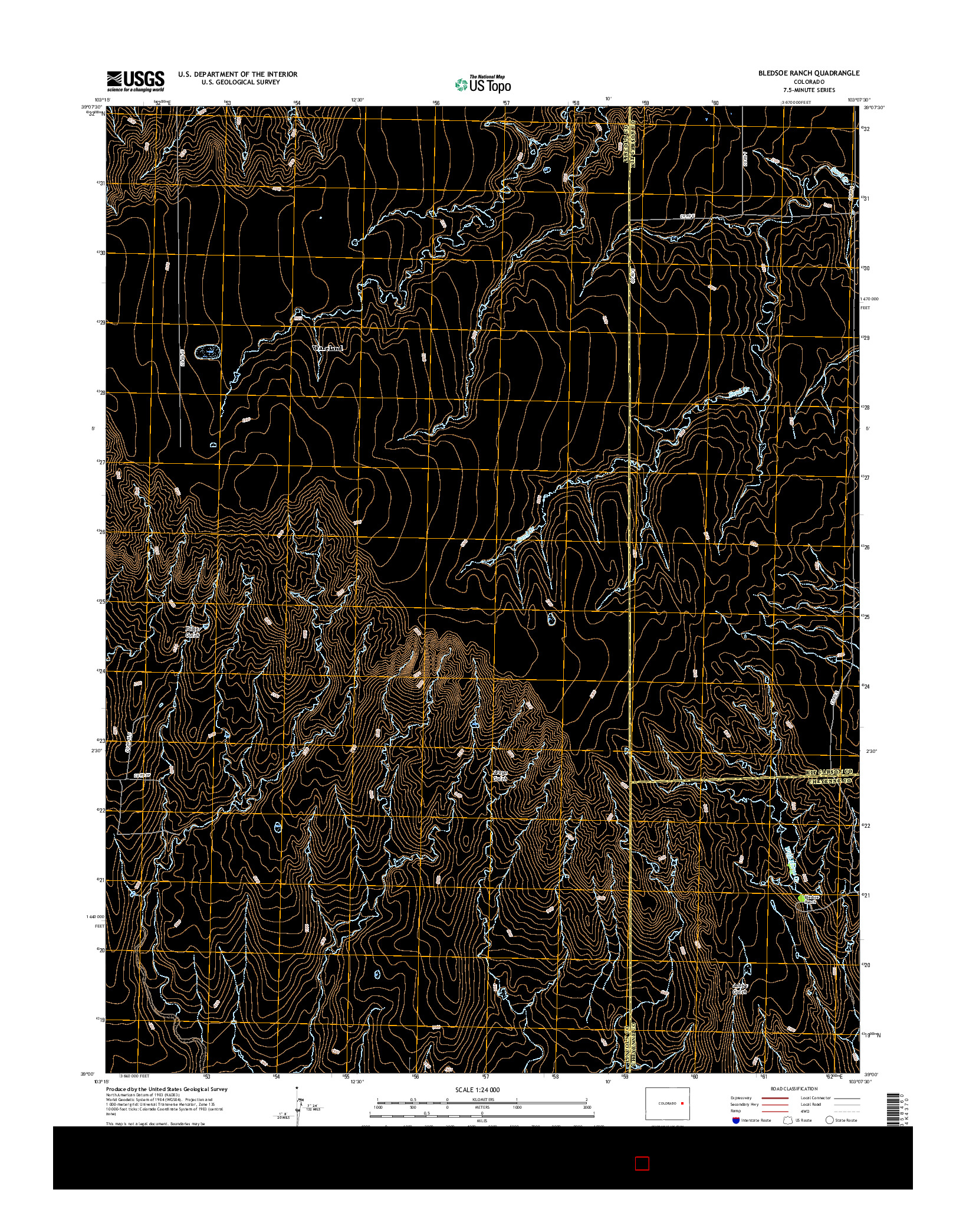 USGS US TOPO 7.5-MINUTE MAP FOR BLEDSOE RANCH, CO 2016