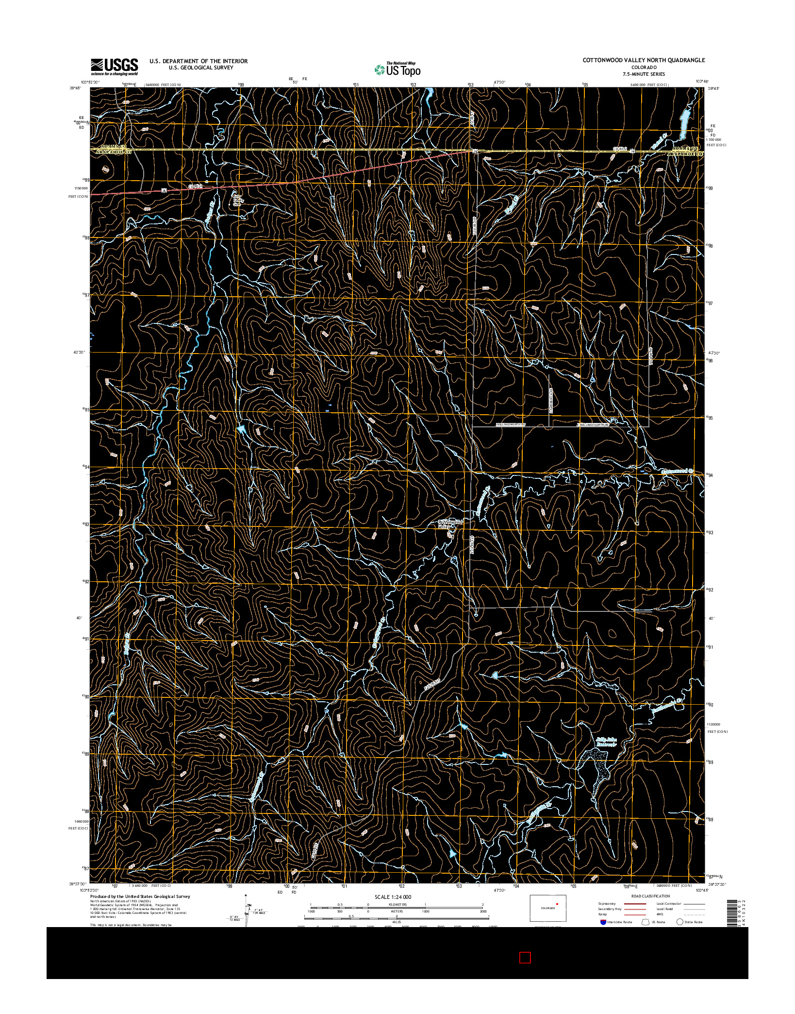 USGS US TOPO 7.5-MINUTE MAP FOR COTTONWOOD VALLEY NORTH, CO 2016