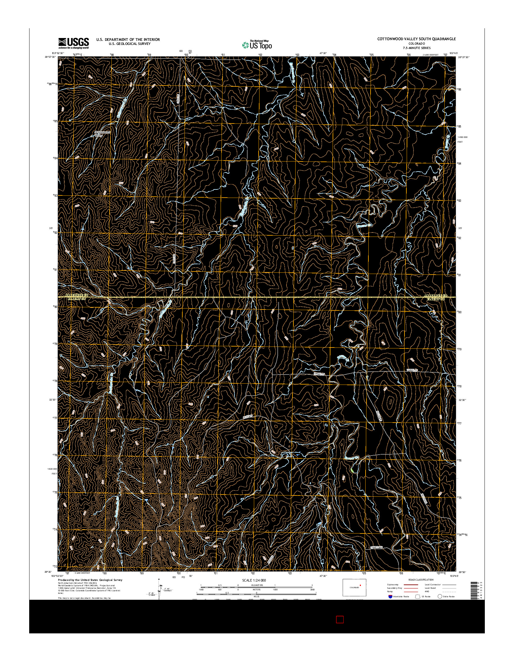 USGS US TOPO 7.5-MINUTE MAP FOR COTTONWOOD VALLEY SOUTH, CO 2016
