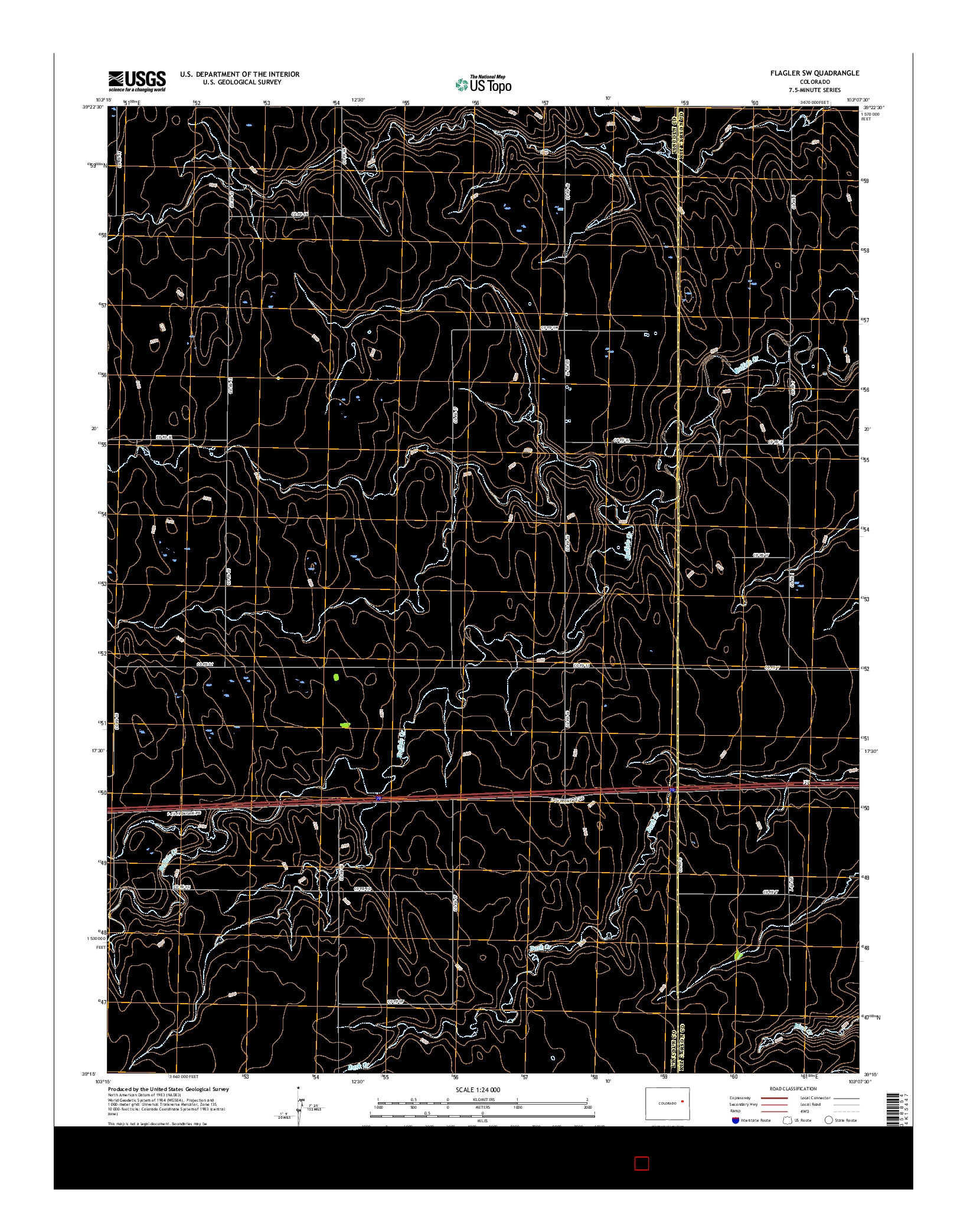 USGS US TOPO 7.5-MINUTE MAP FOR FLAGLER SW, CO 2016