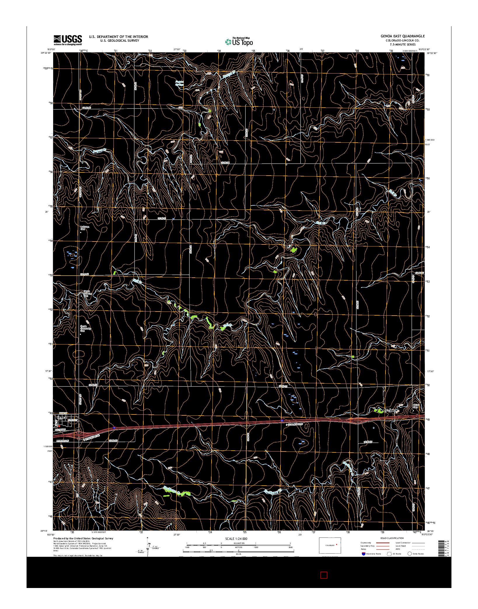 USGS US TOPO 7.5-MINUTE MAP FOR GENOA EAST, CO 2016