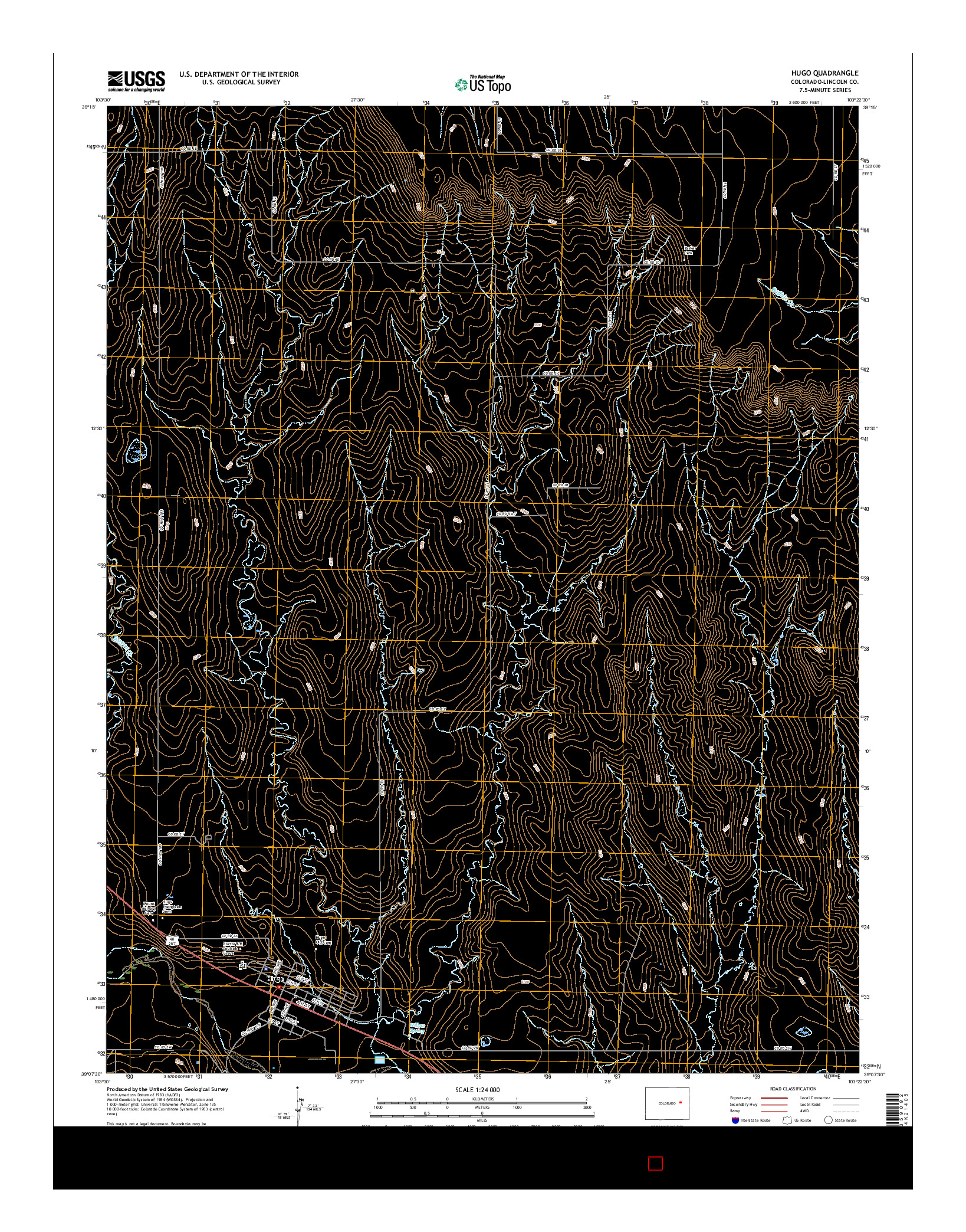 USGS US TOPO 7.5-MINUTE MAP FOR HUGO, CO 2016