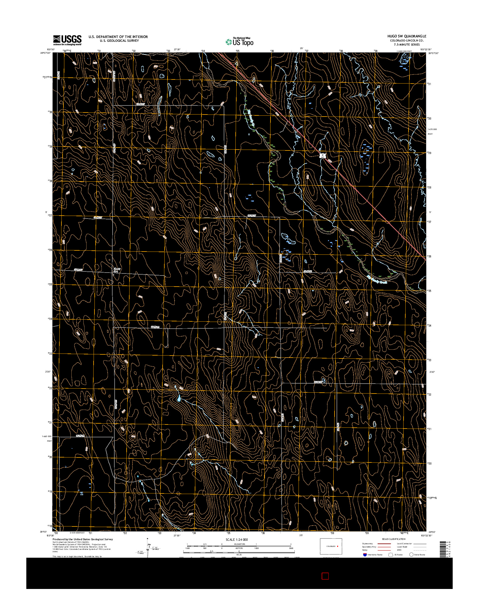 USGS US TOPO 7.5-MINUTE MAP FOR HUGO SW, CO 2016