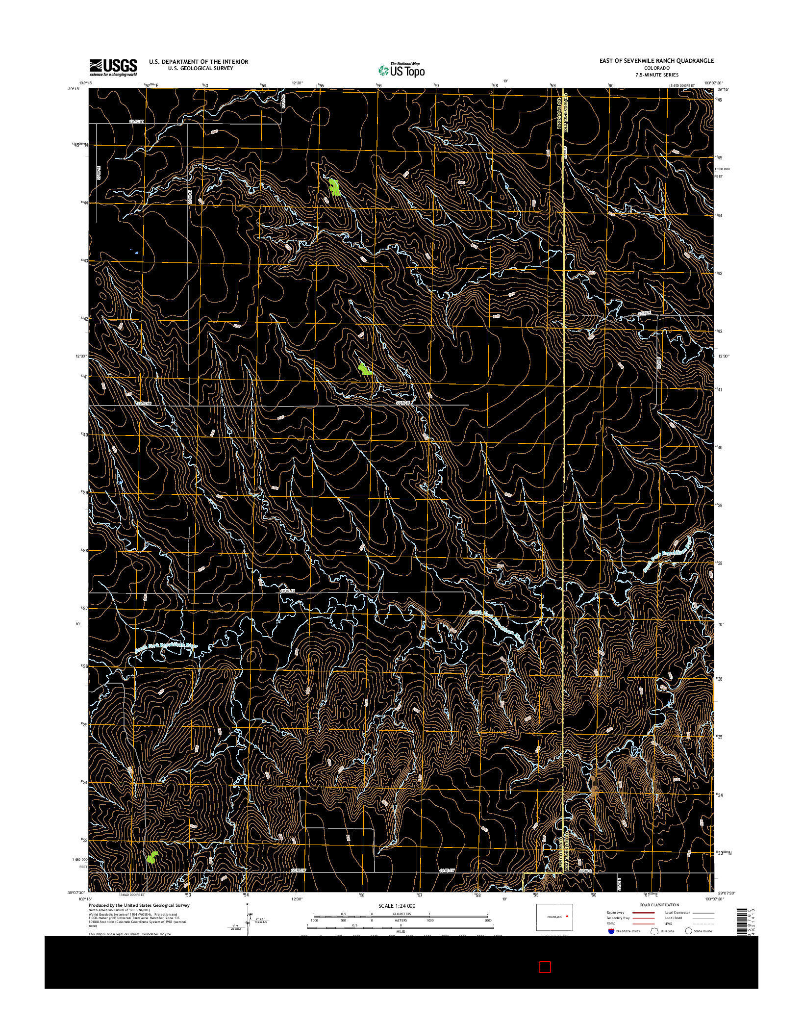 USGS US TOPO 7.5-MINUTE MAP FOR EAST OF SEVENMILE RANCH, CO 2016
