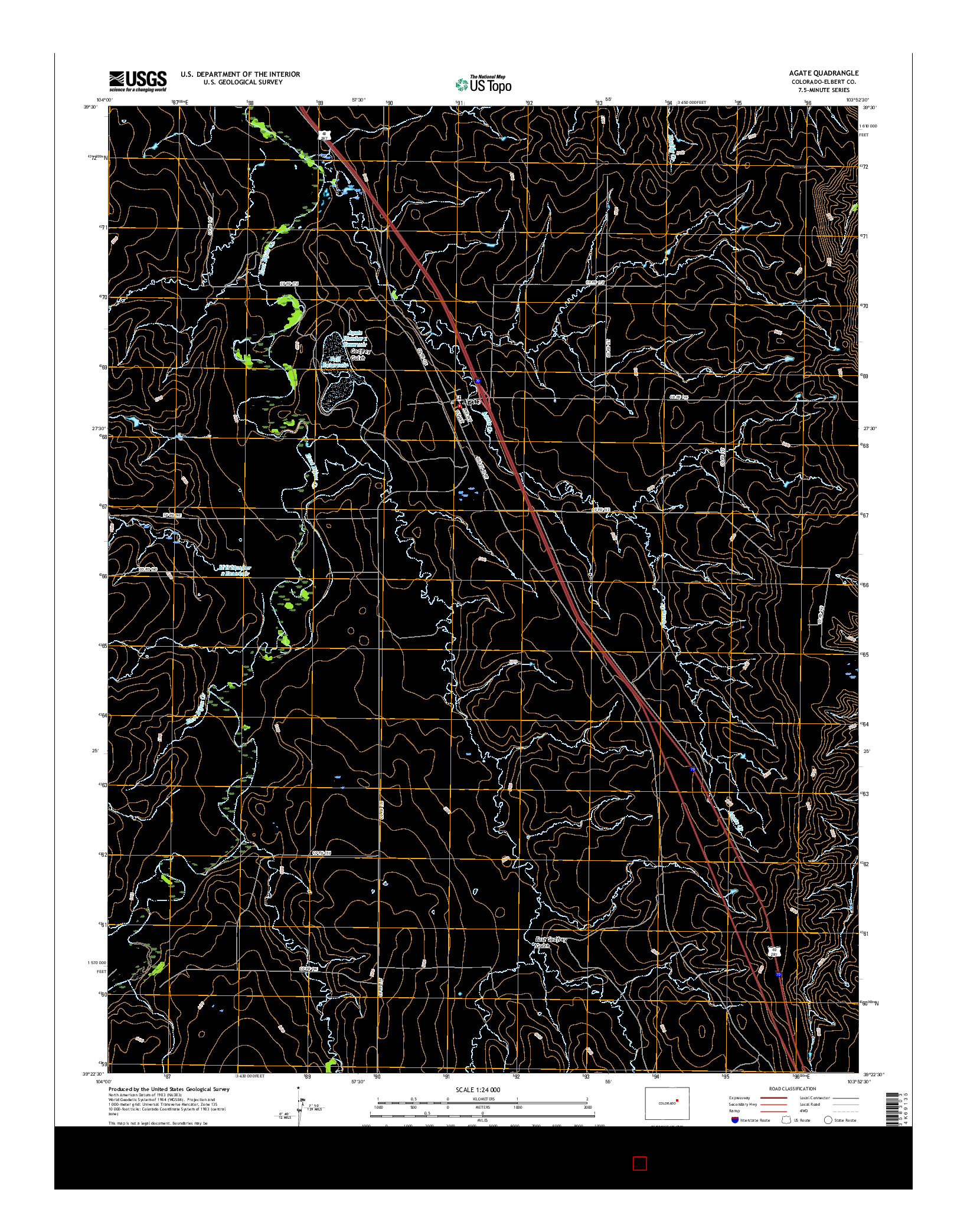 USGS US TOPO 7.5-MINUTE MAP FOR AGATE, CO 2016