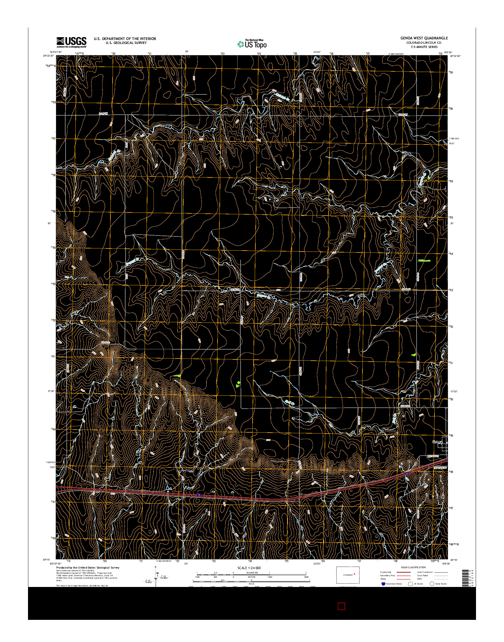 USGS US TOPO 7.5-MINUTE MAP FOR GENOA WEST, CO 2016