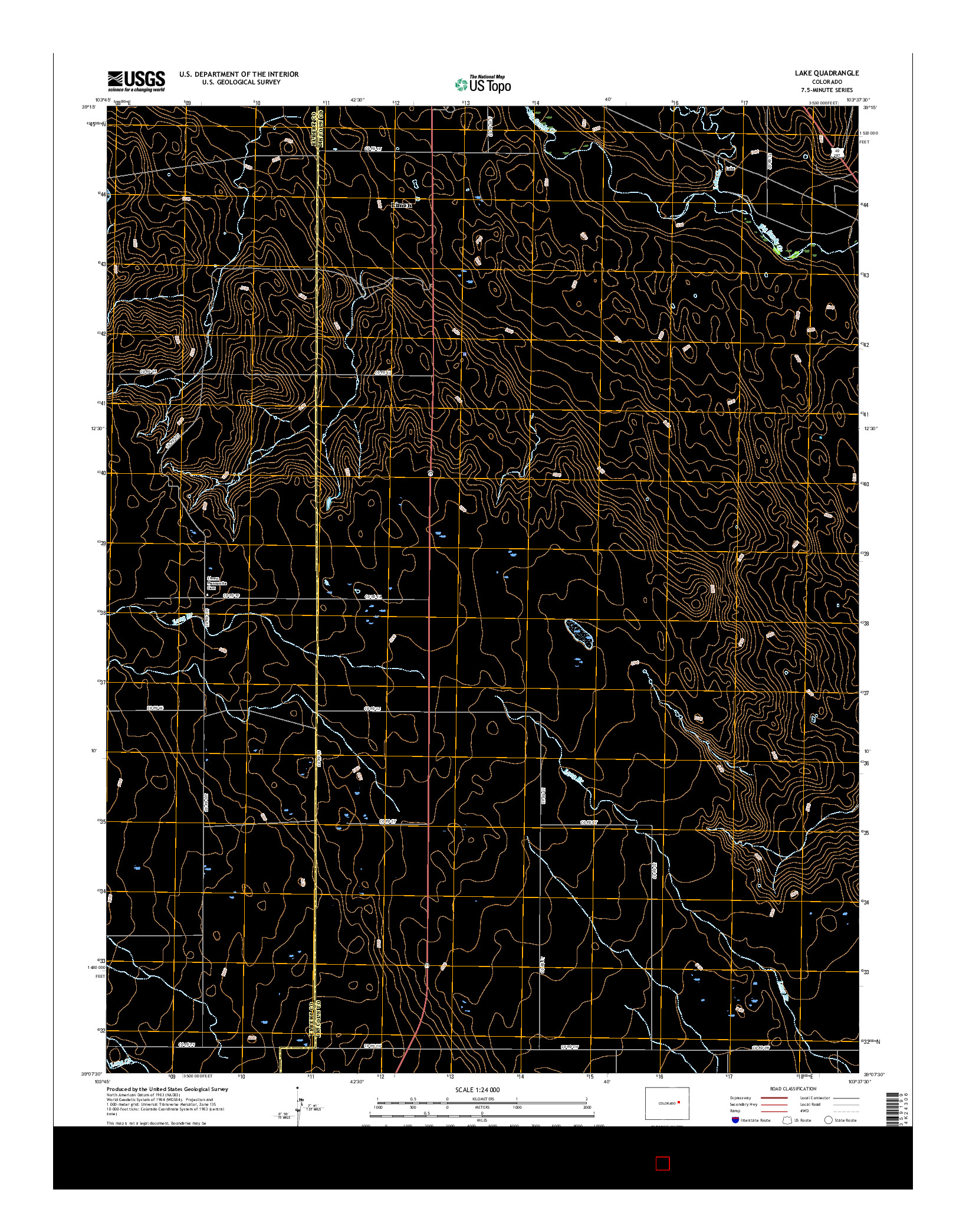 USGS US TOPO 7.5-MINUTE MAP FOR LAKE, CO 2016