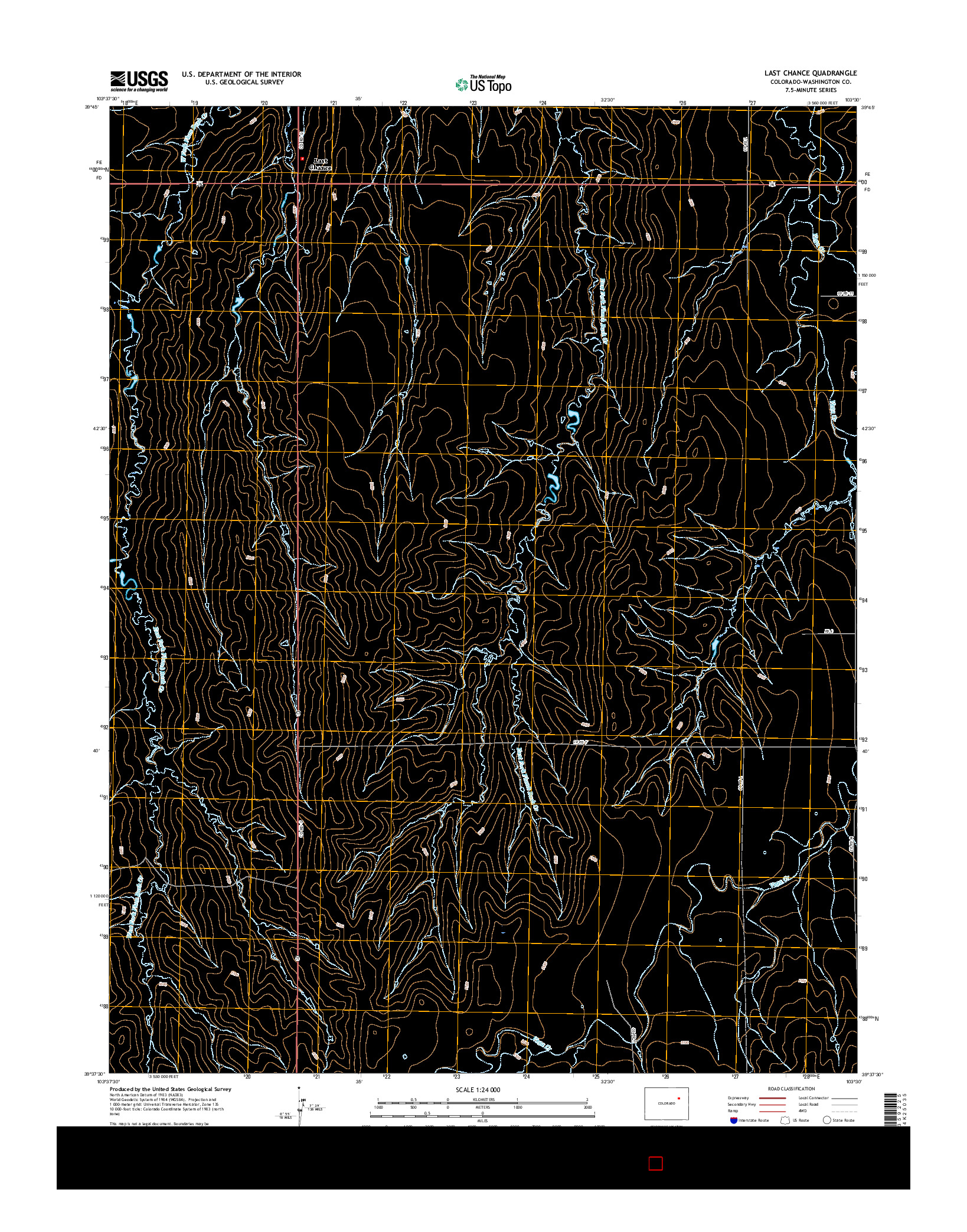 USGS US TOPO 7.5-MINUTE MAP FOR LAST CHANCE, CO 2016