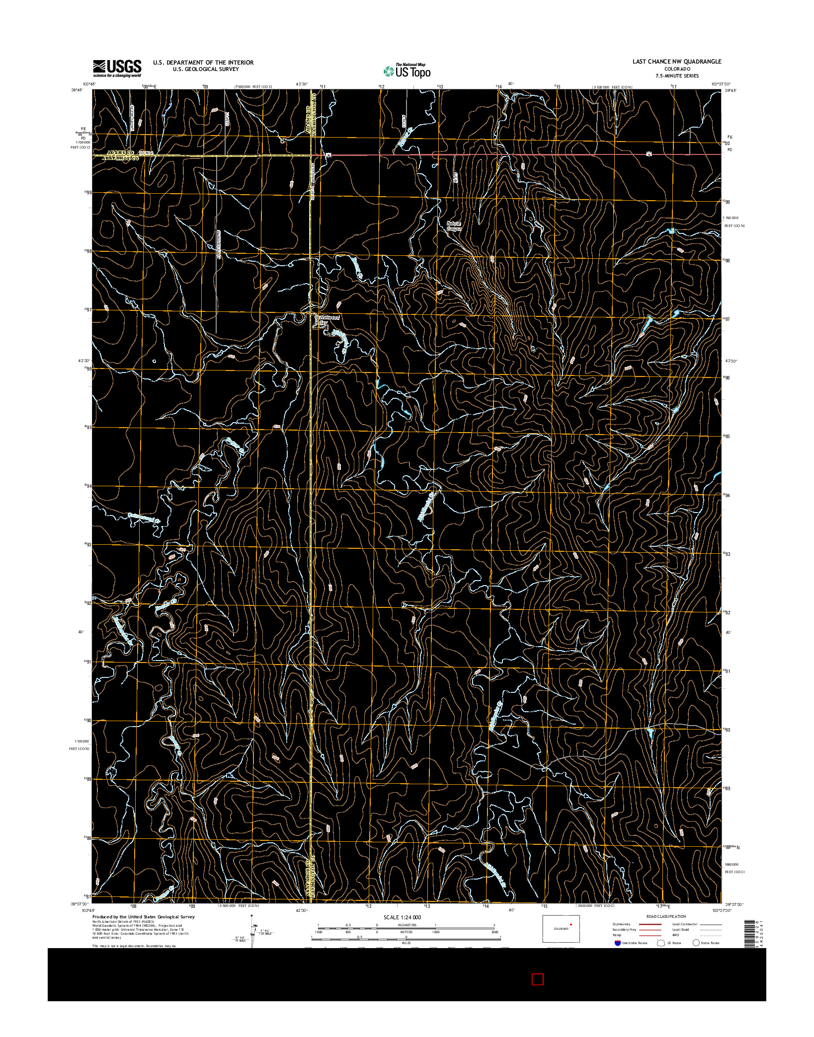 USGS US TOPO 7.5-MINUTE MAP FOR LAST CHANCE NW, CO 2016