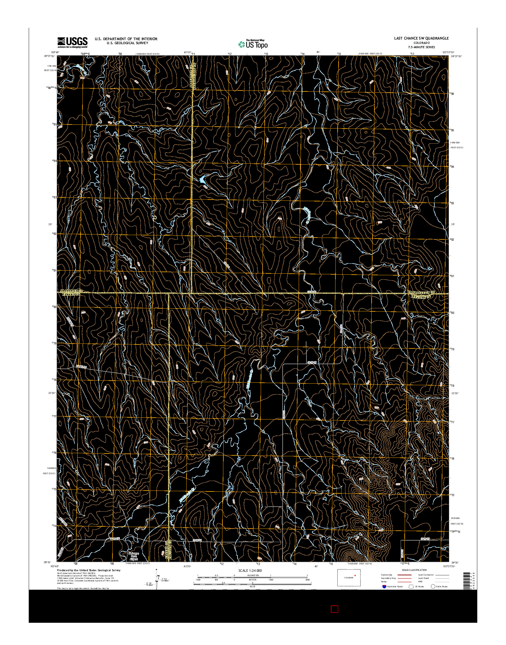 USGS US TOPO 7.5-MINUTE MAP FOR LAST CHANCE SW, CO 2016