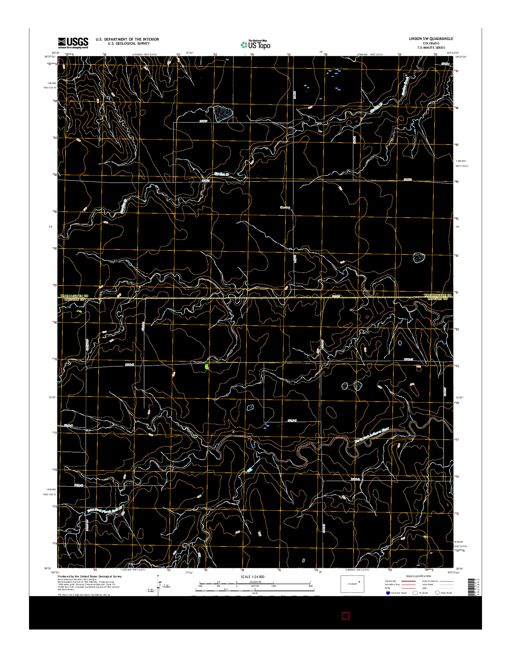 USGS US TOPO 7.5-MINUTE MAP FOR LINDON SW, CO 2016