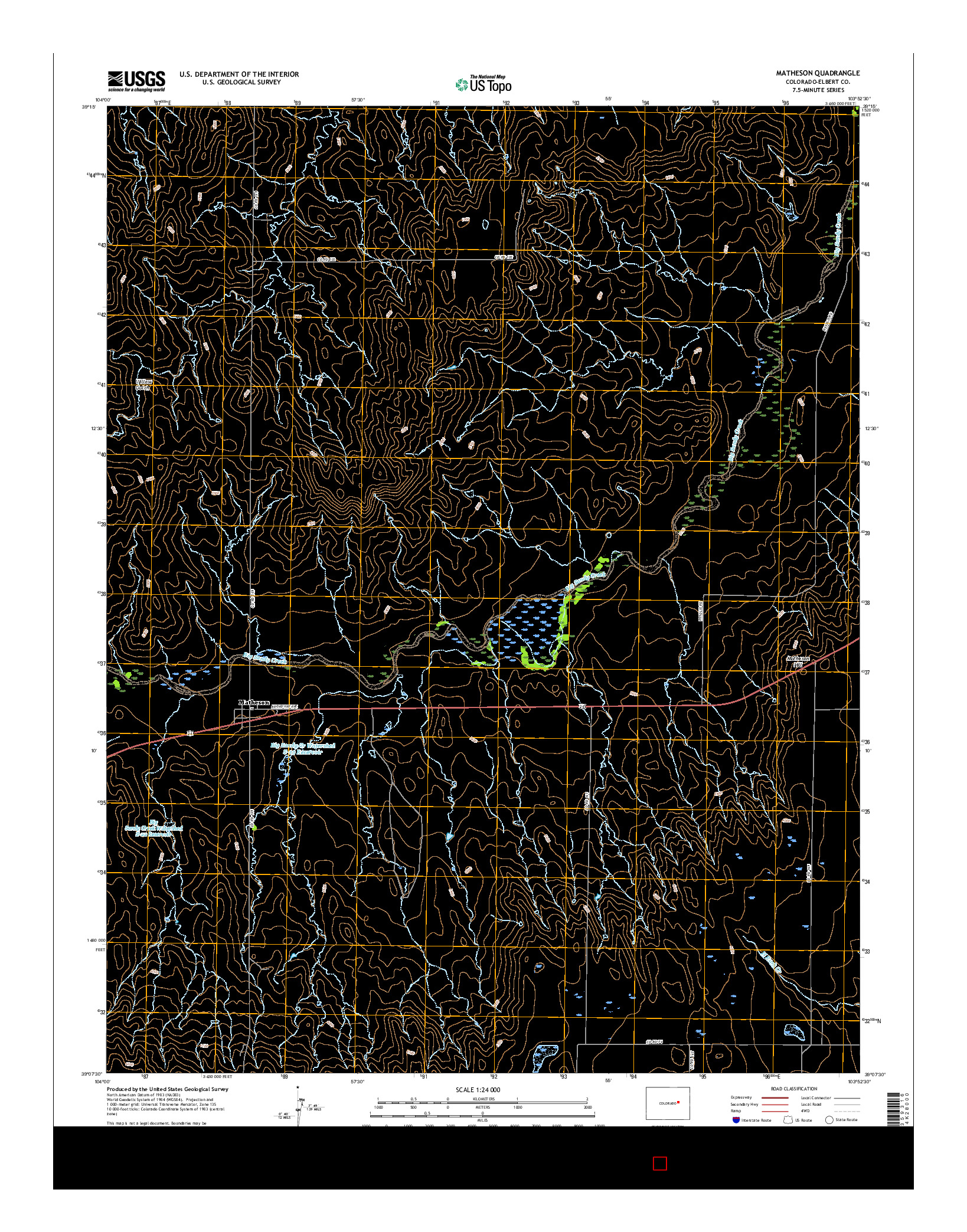 USGS US TOPO 7.5-MINUTE MAP FOR MATHESON, CO 2016