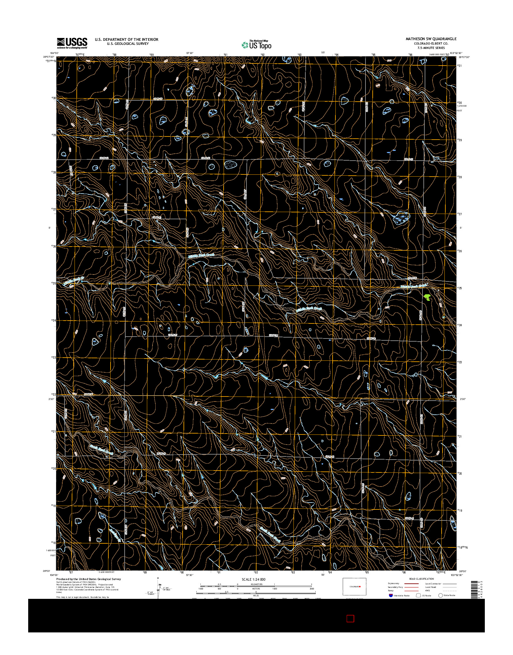 USGS US TOPO 7.5-MINUTE MAP FOR MATHESON SW, CO 2016