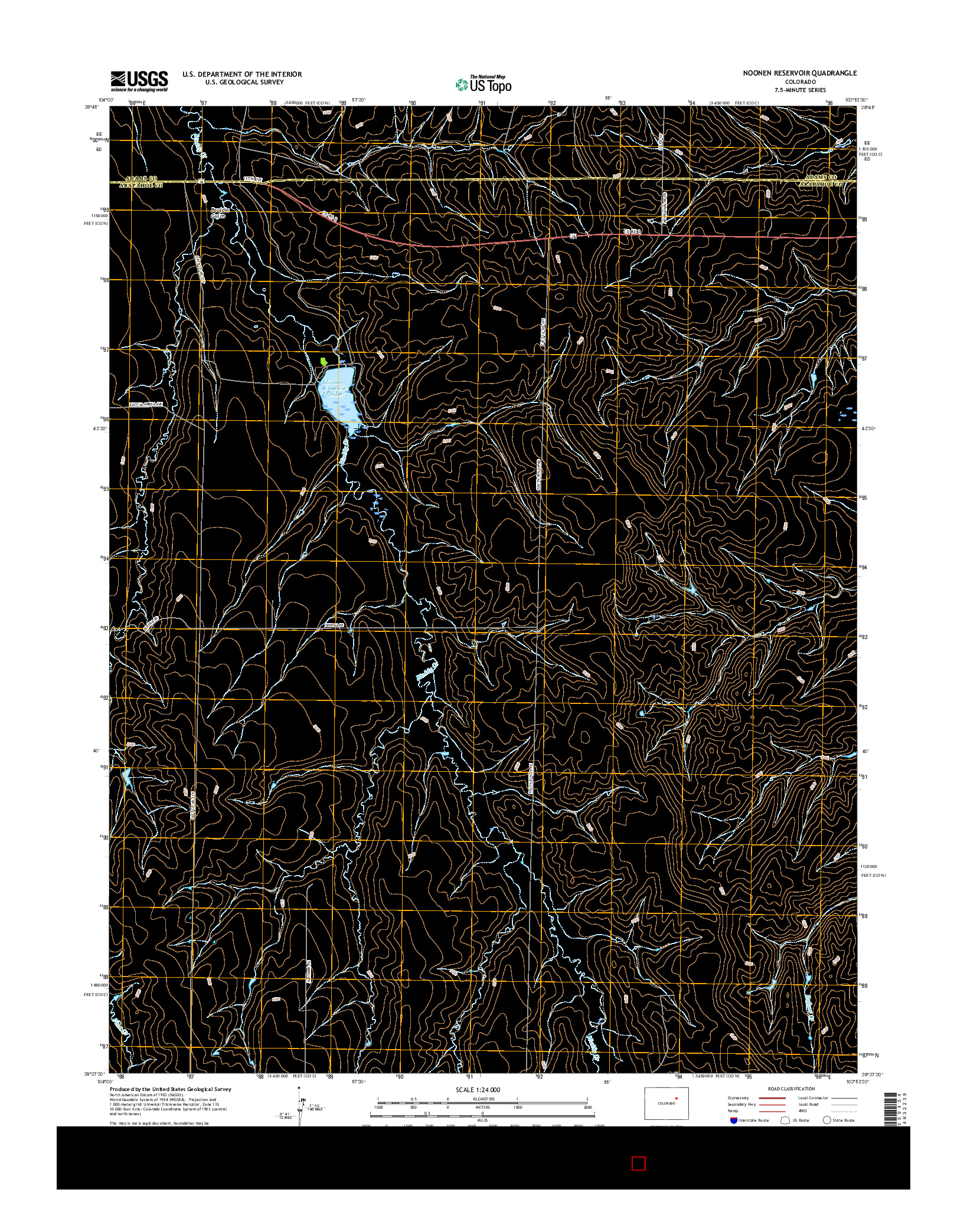 USGS US TOPO 7.5-MINUTE MAP FOR NOONEN RESERVOIR, CO 2016